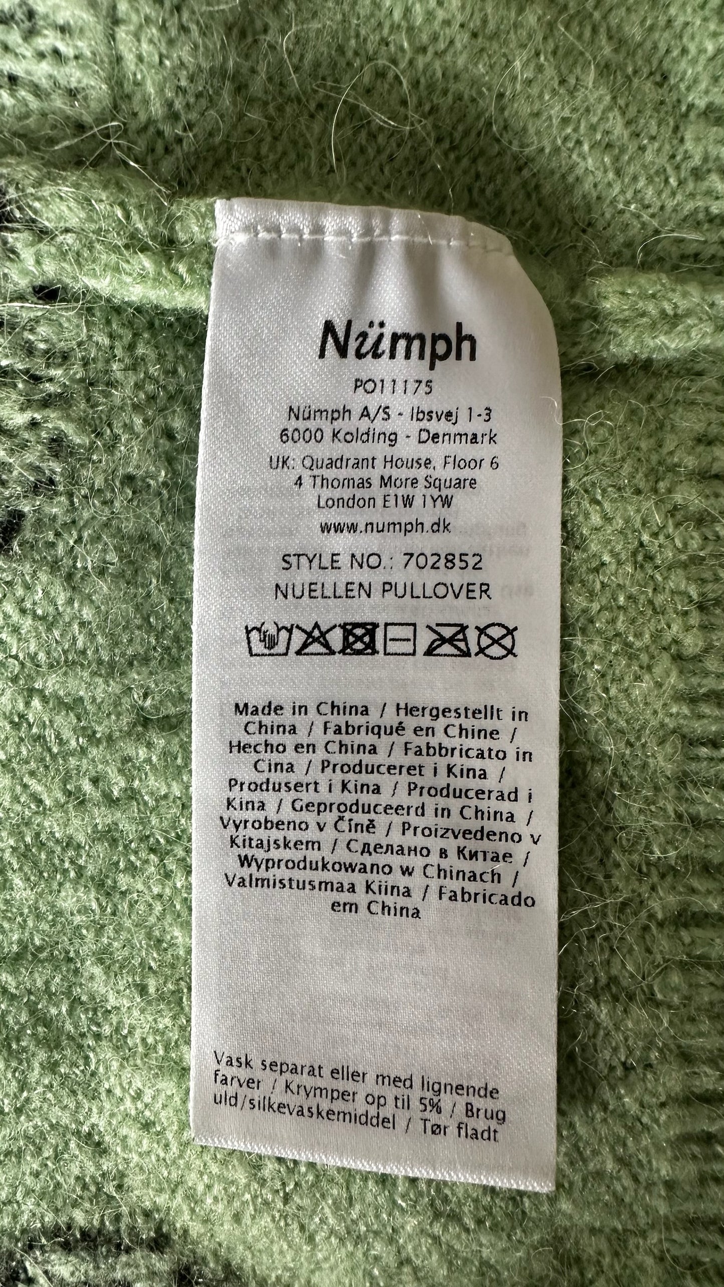 Numph pistachio green polka dot knitted alpaca wool blend jumper small UK 8-10 vgc