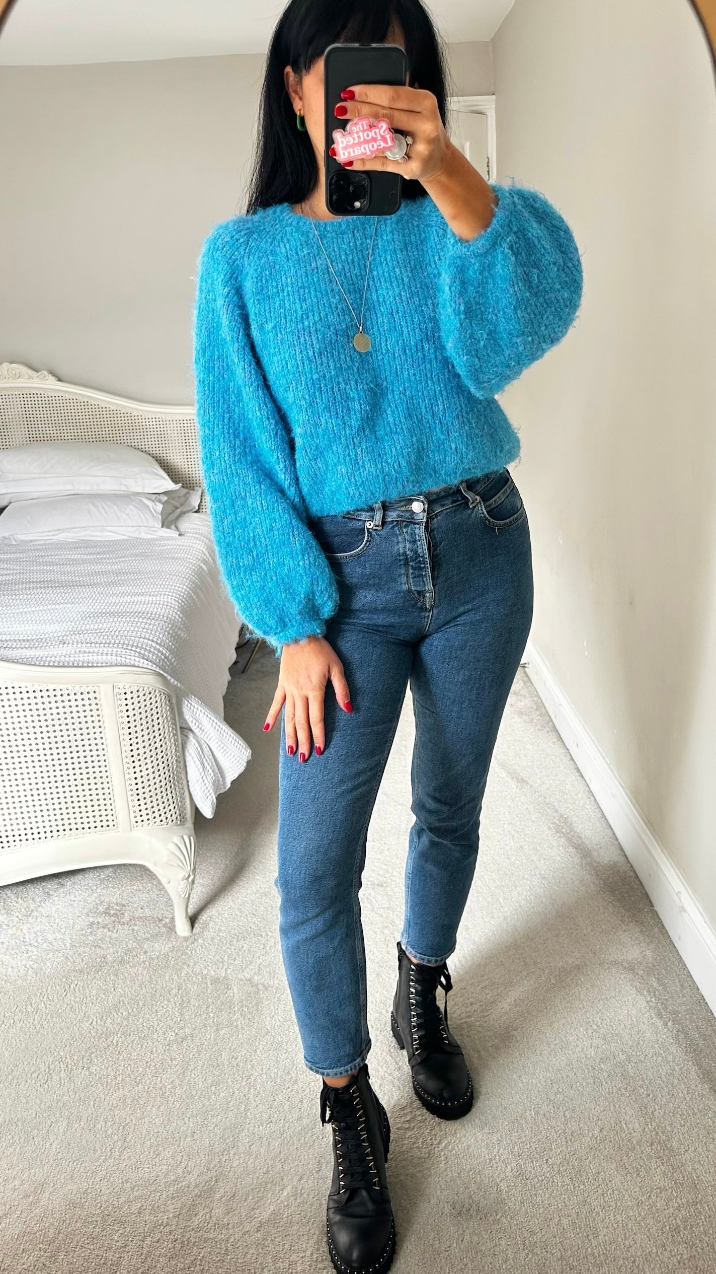 Oliver bonas vibrant blue wool blend knitted jumper UK 12 vgc