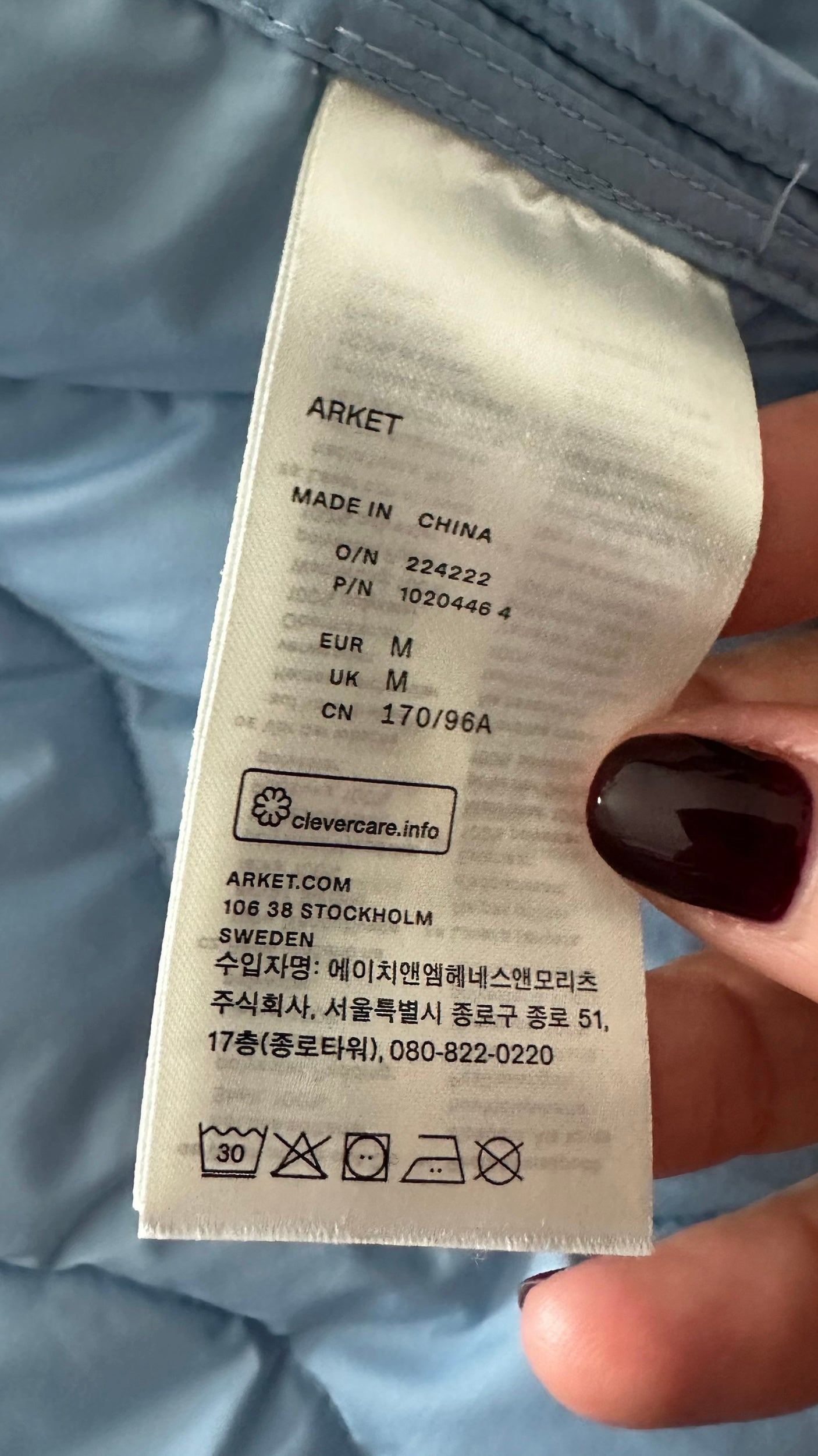 Arket light blue quilted oversized shacket jacket coat extra large XL UK 14 excellent used condition