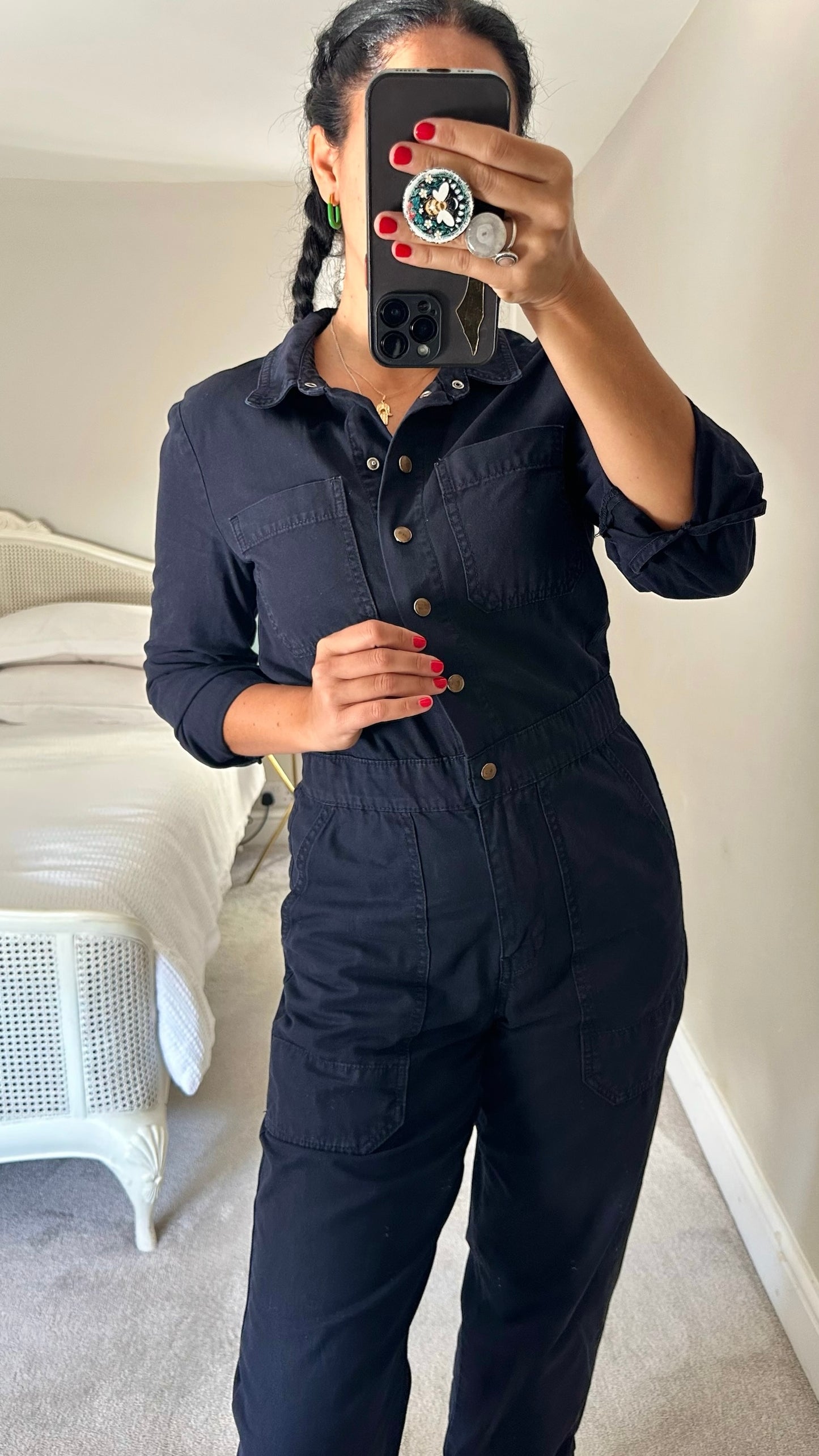 Whistles navy blue boiler suit jumpsuit playsuit medium UK 10 vgc w25