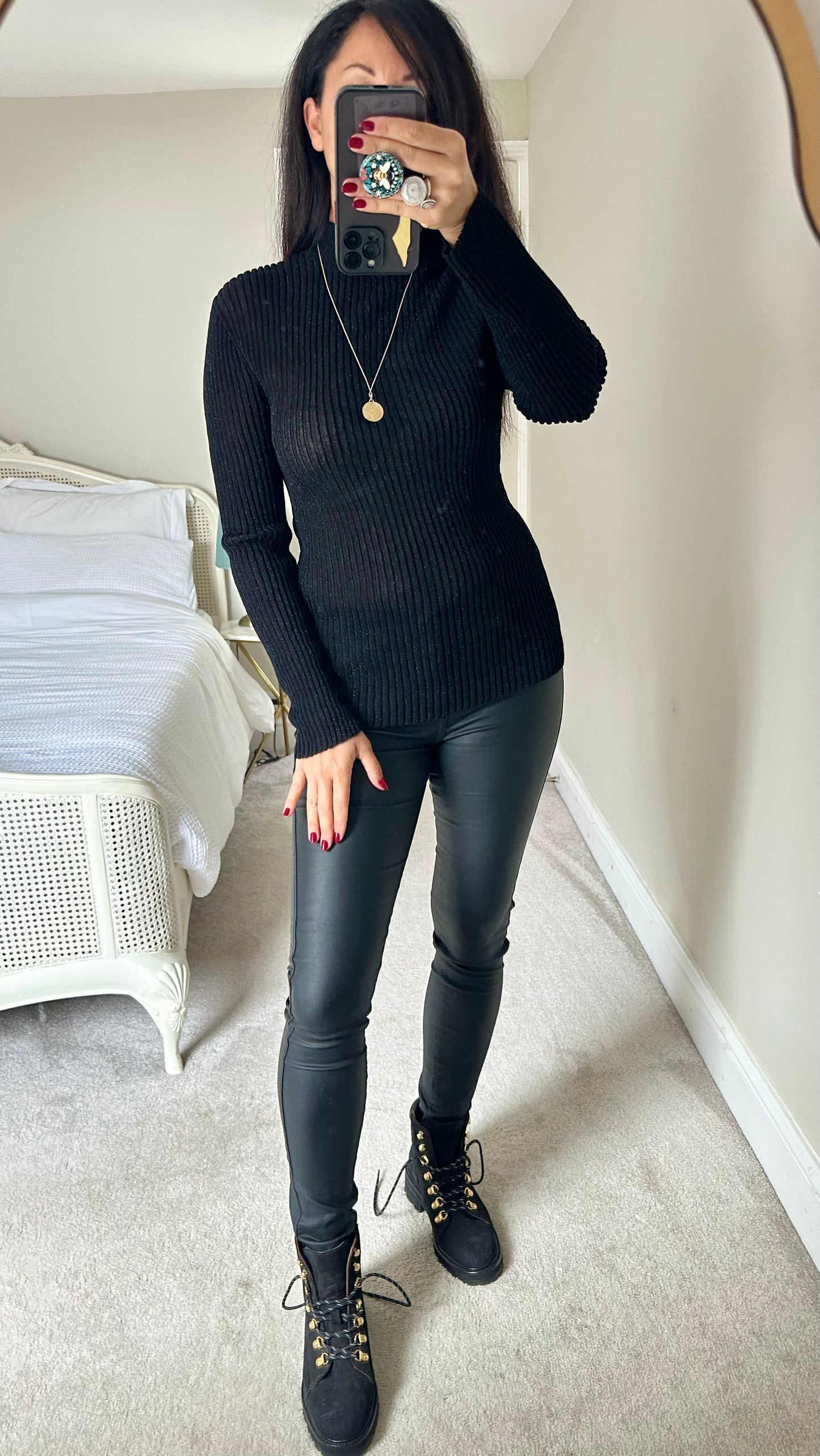 & other stories black sparkle roll neck large UK 12-14 vgc party