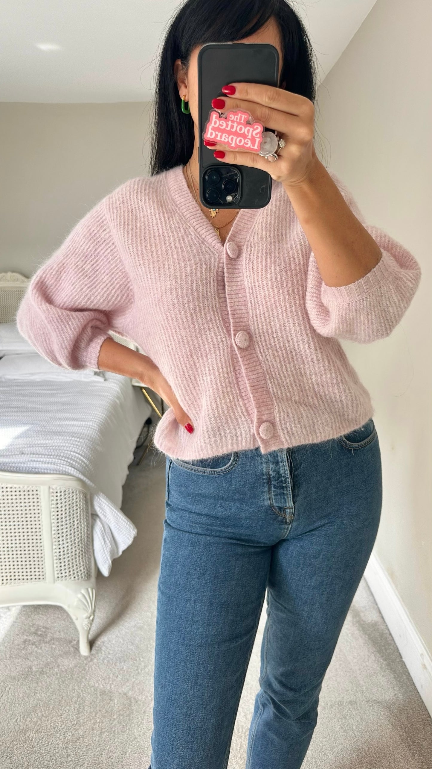 & other stories rose pink alpaca wool blend knitted cardigan small UK 8-10 vgc
