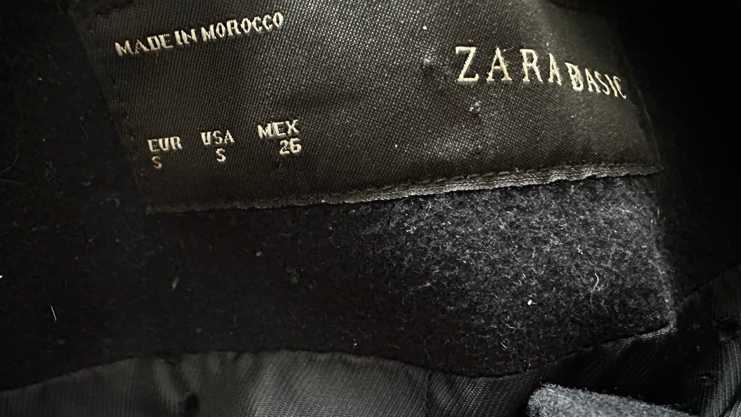 Zara black button up formal coat small S UK 8 excellent used condition