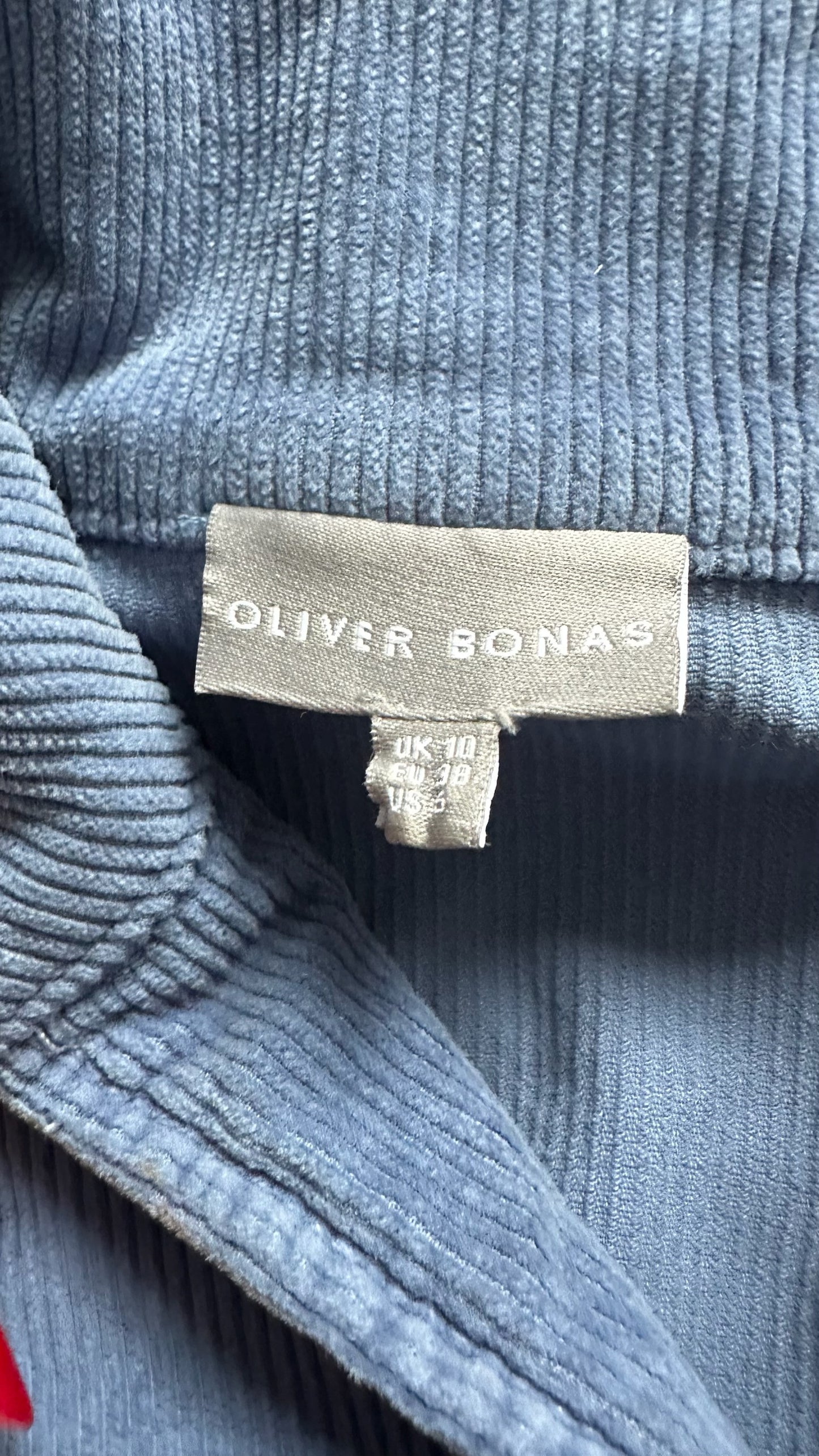 Oliver bonas light blue corduroy jumpsuit boiler suit medium UK 10-12 vgc