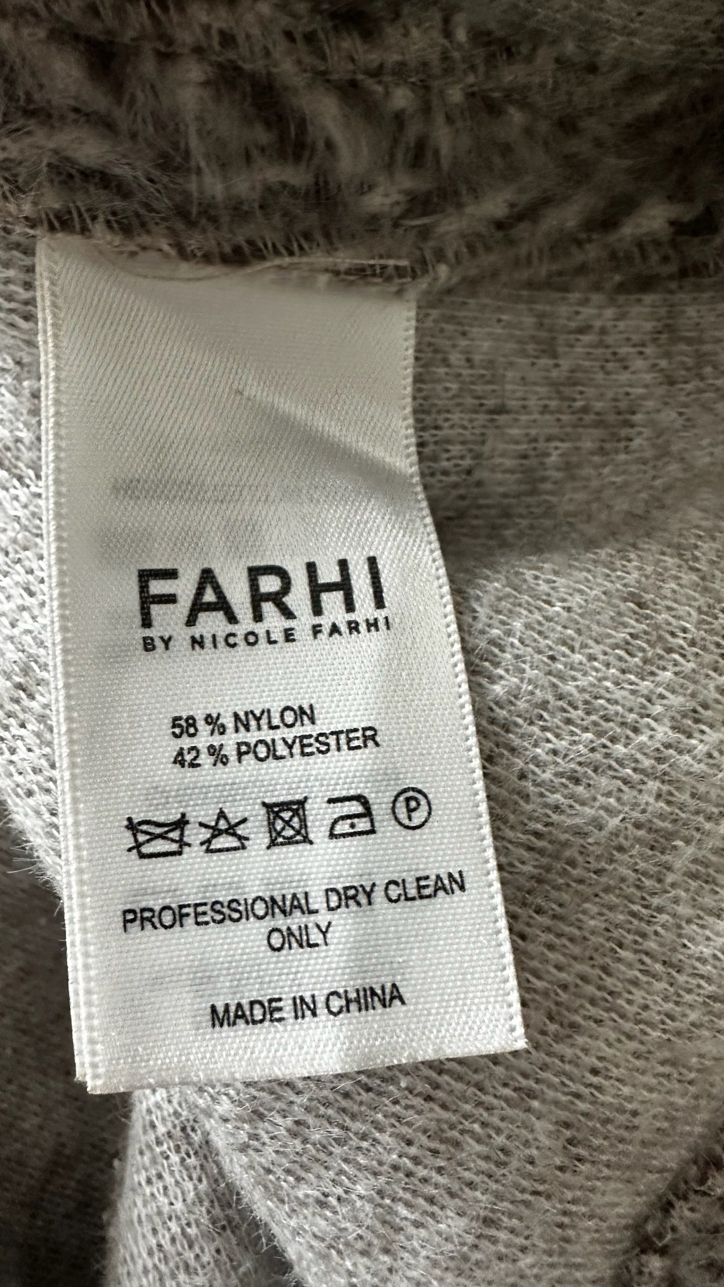 Nicole Farhi grey white herringbone wool blend coatigan coat jacket extra large UK 14 vgc