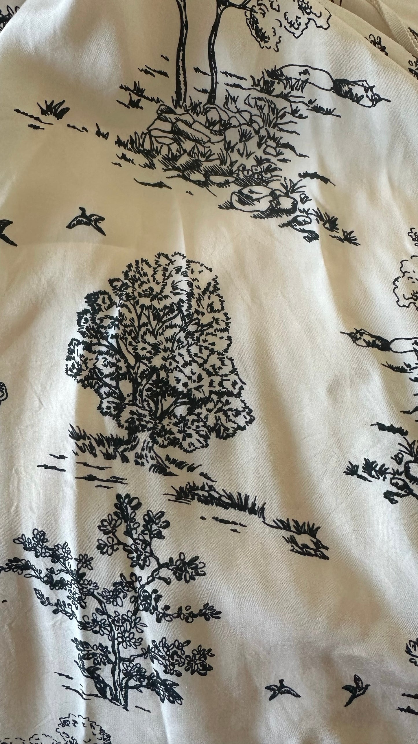 & Other stories cream black tree city print halterneck backless midi dress medium M UK 10-12 vgc