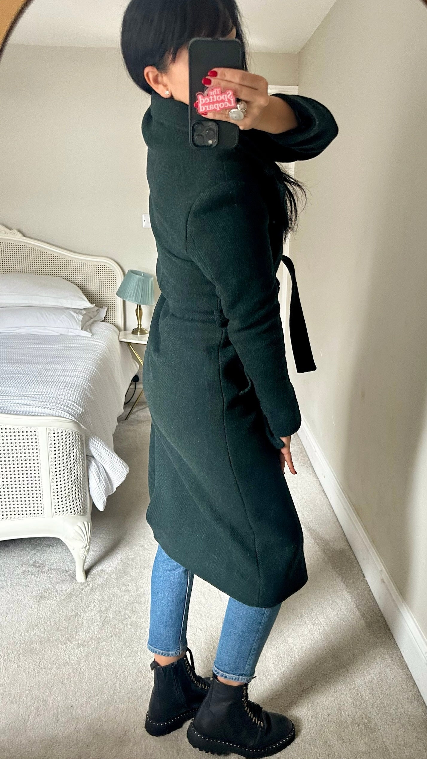 & other stories dark forest green wool blend coat small UK 8 vgc