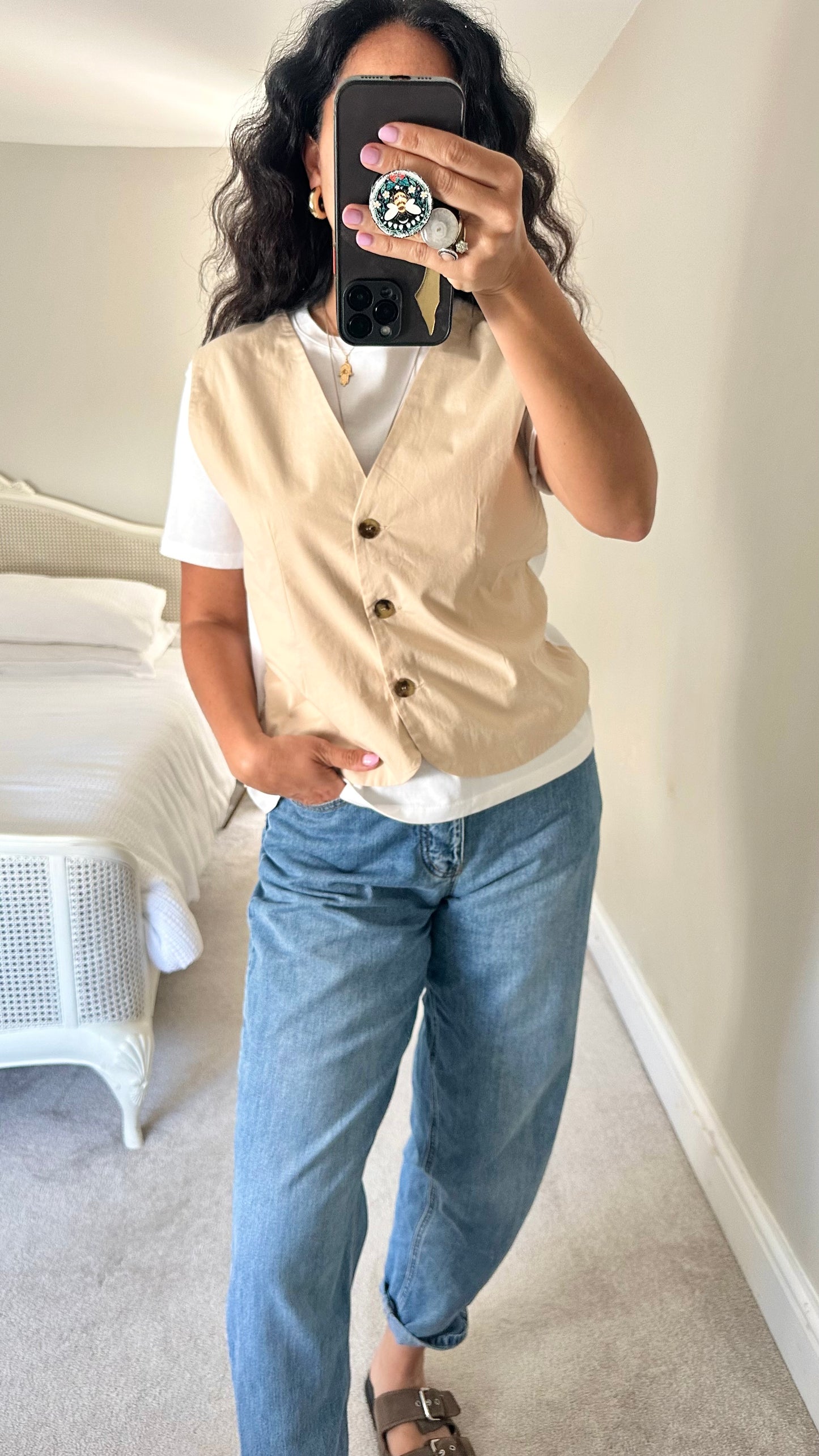 Zara cream white casual top waistcoat small UK 8 10 vgc