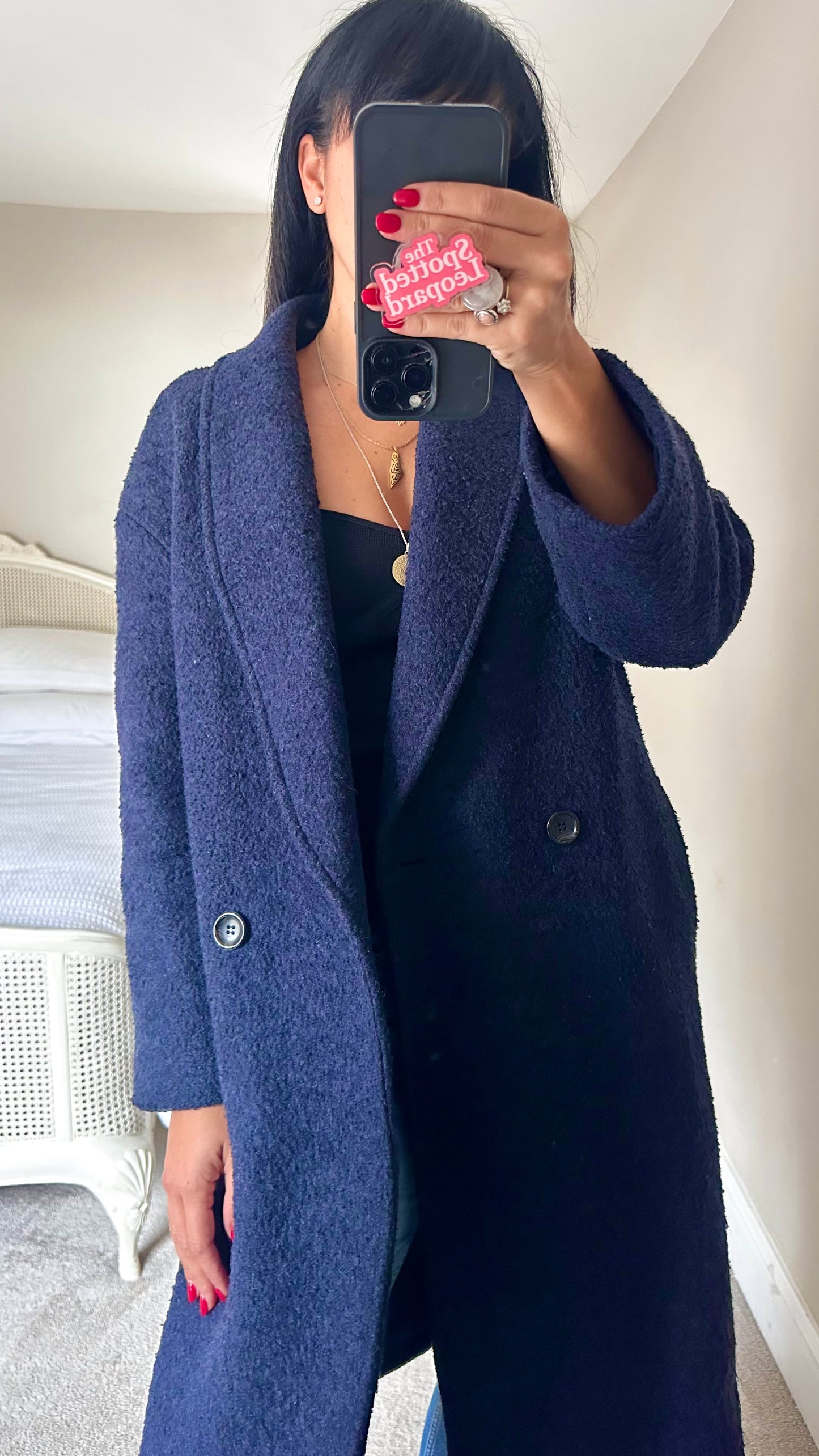& other stories navy blue wool blend coat jacket medium large UK 10-12 vgc