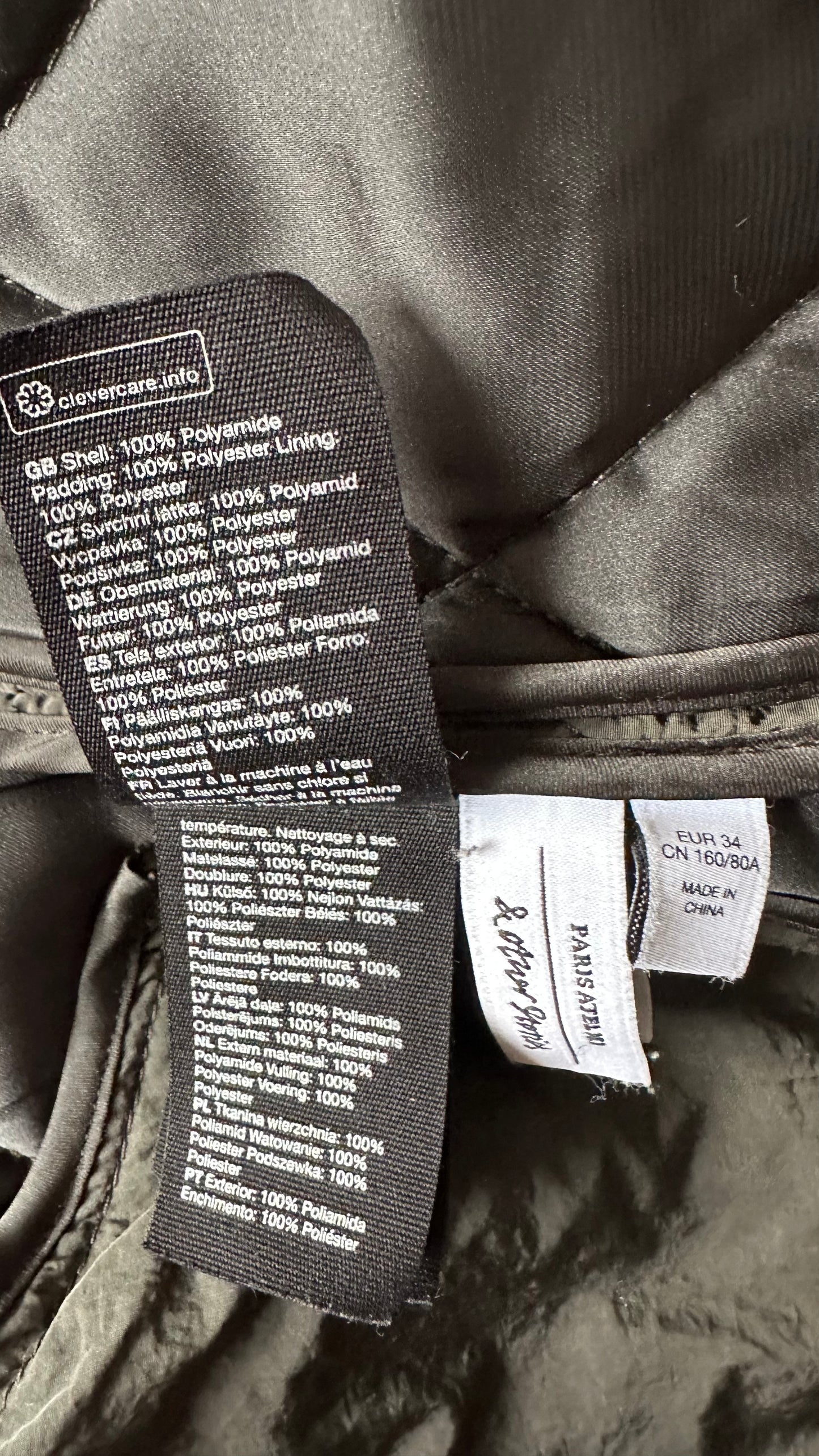 & other stories khaki green quilted jacket coat small UK 6 8 vgc w25