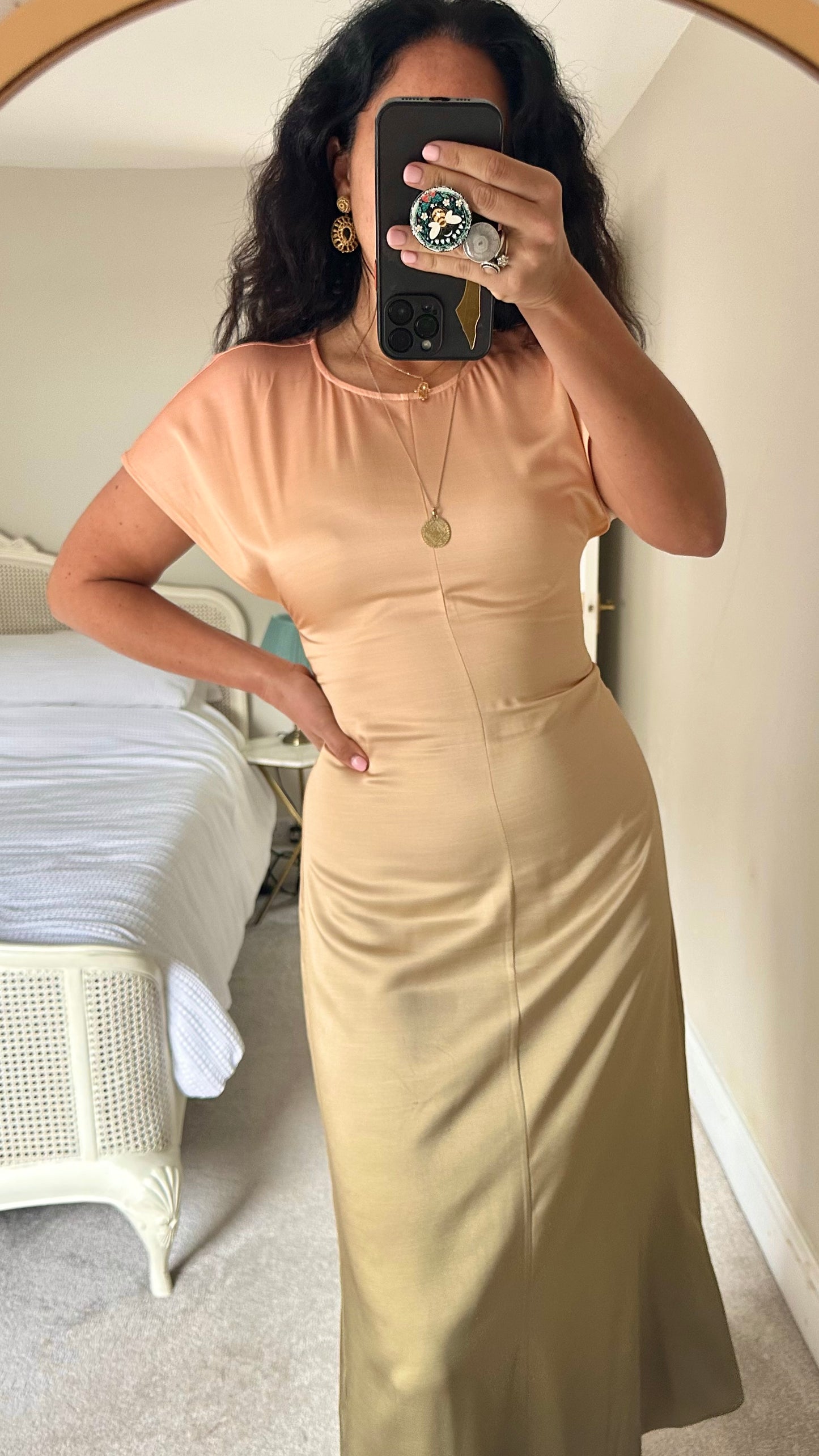 & other stories gold khaki green orange ombré wedding guest event dress small UK 8 new bnwt