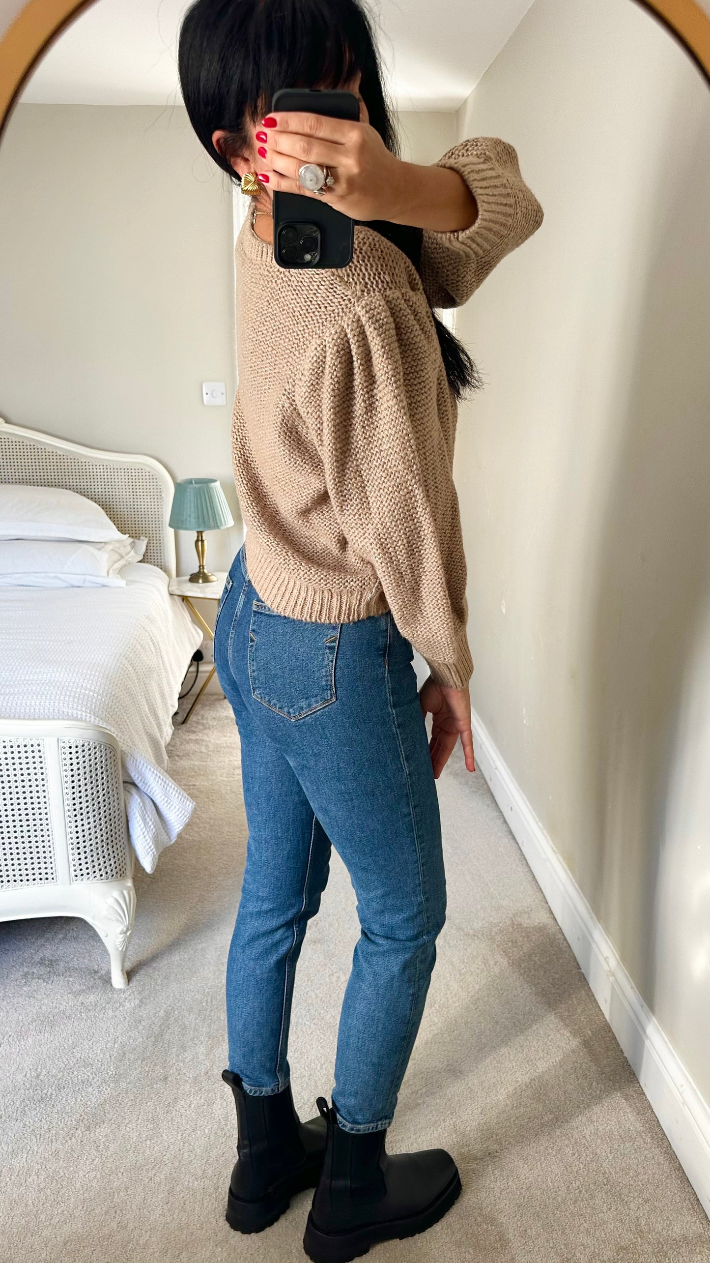 Ichi metallic beige  knitted jumper large L UK 12-14 excellent used condition