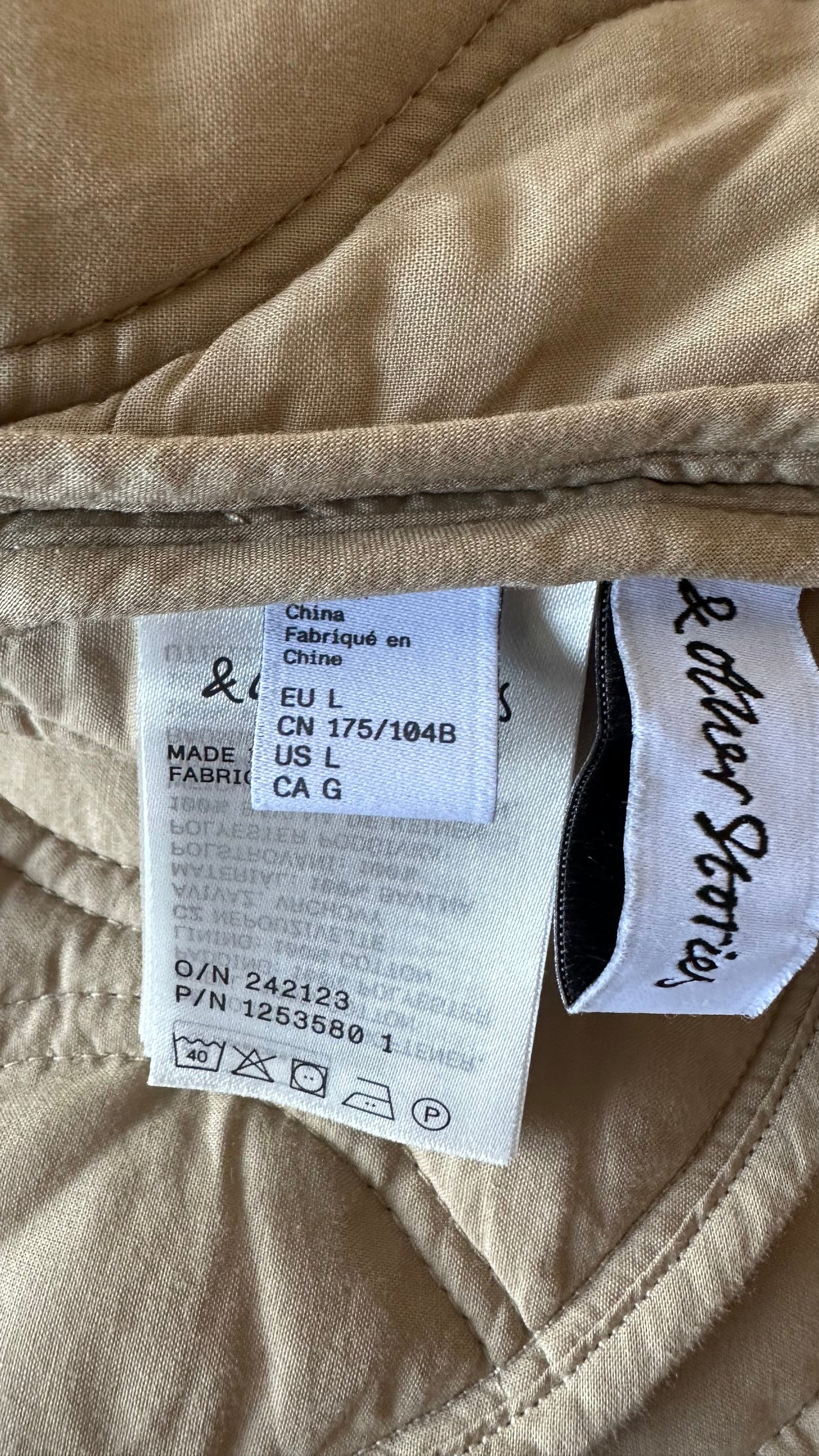 & other stories beige cream sand quilted coat jacket large UK 12 vgc