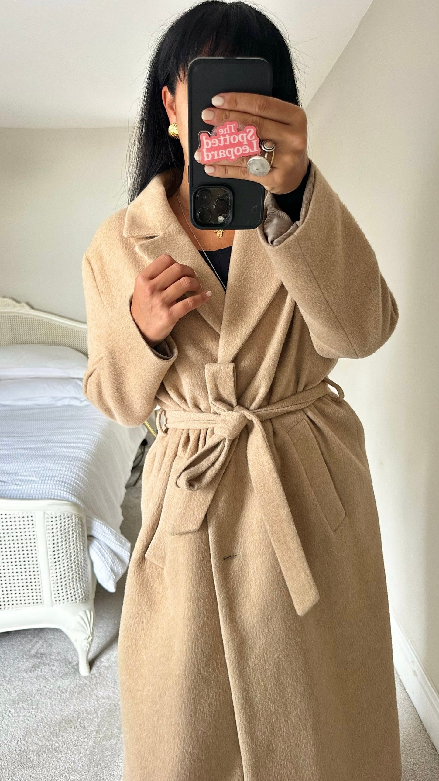& Other stories beige camel cream wool blend alpaca long coat extra large XL UK 14