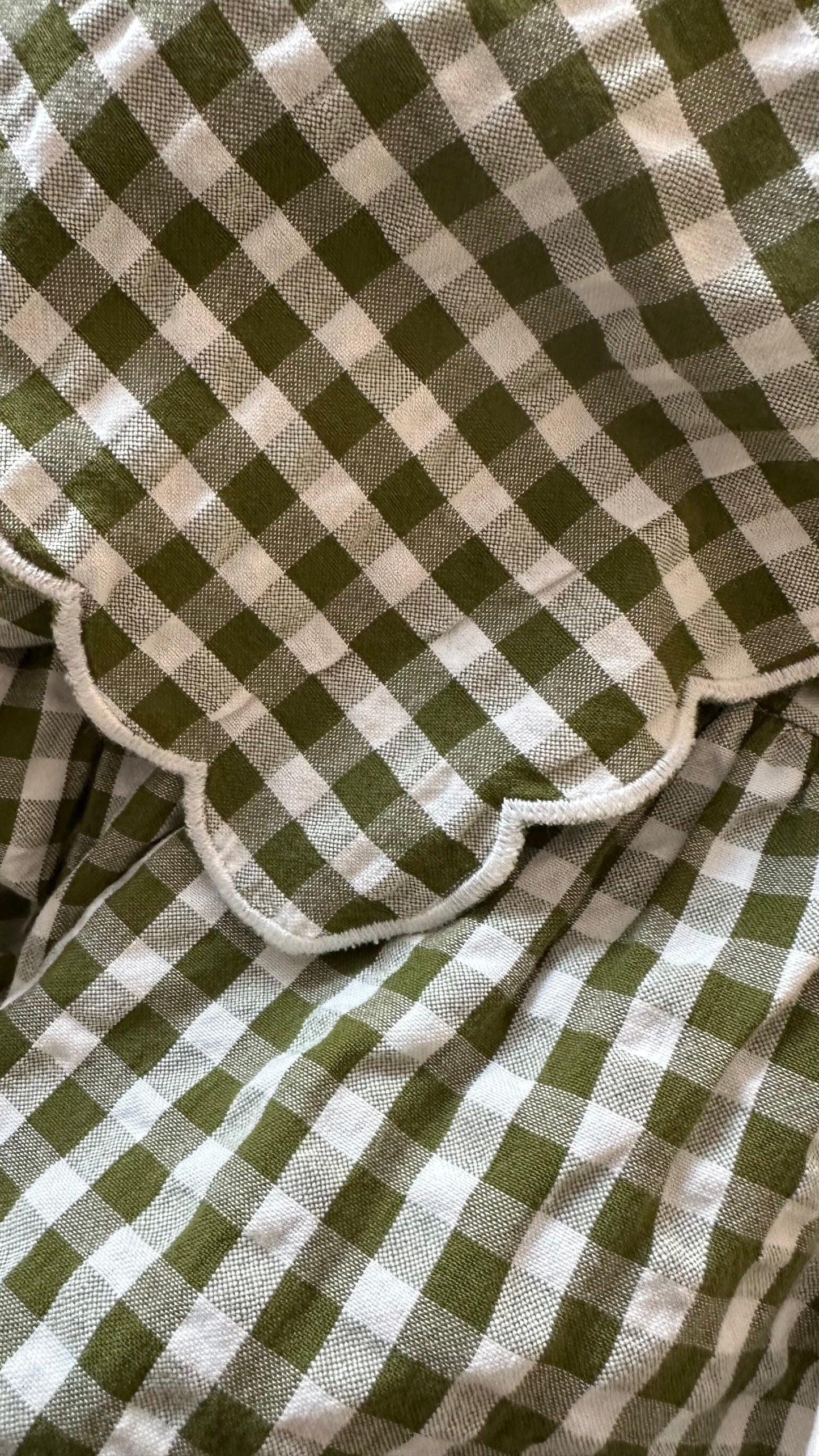 Nobody’s Child khaki green white gingham check mid length casual dress extra large UK 14 vgc