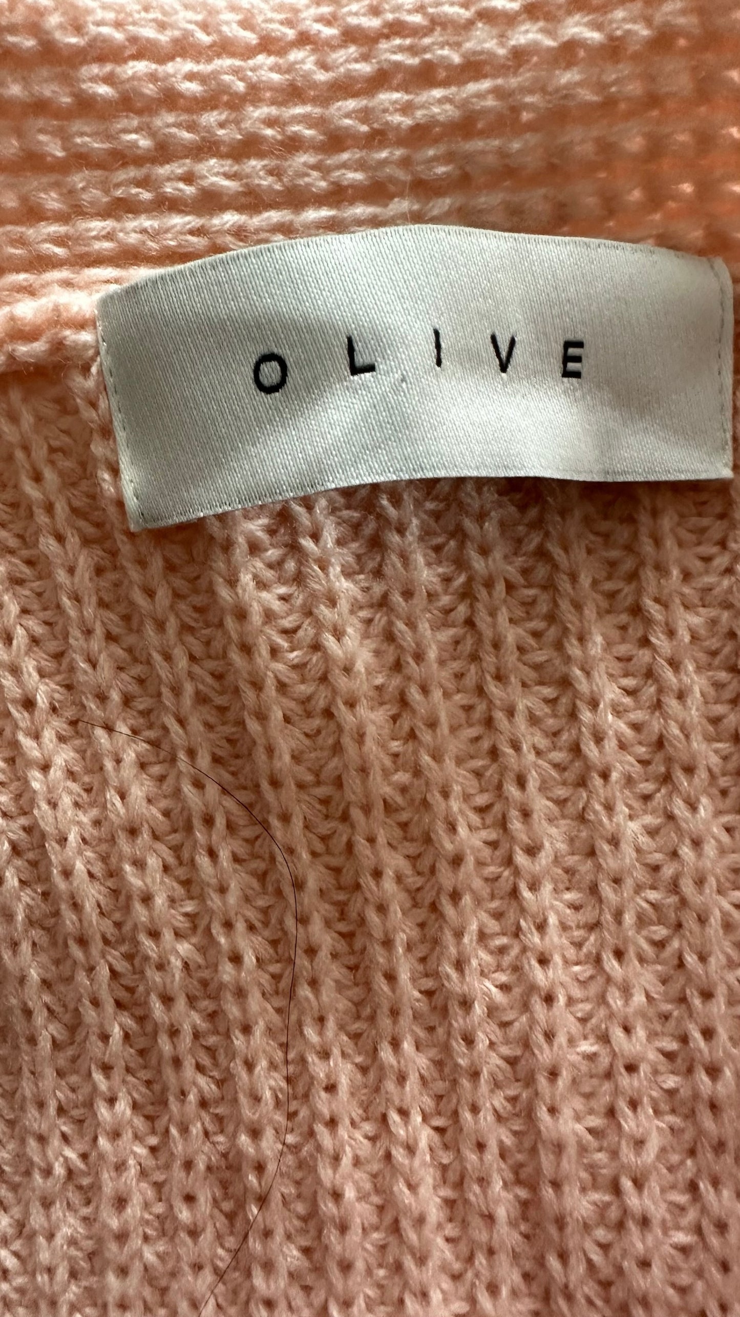 Olive soft pink oversized knitted button up cardigan L large UK 12-14 excellent used condition W25