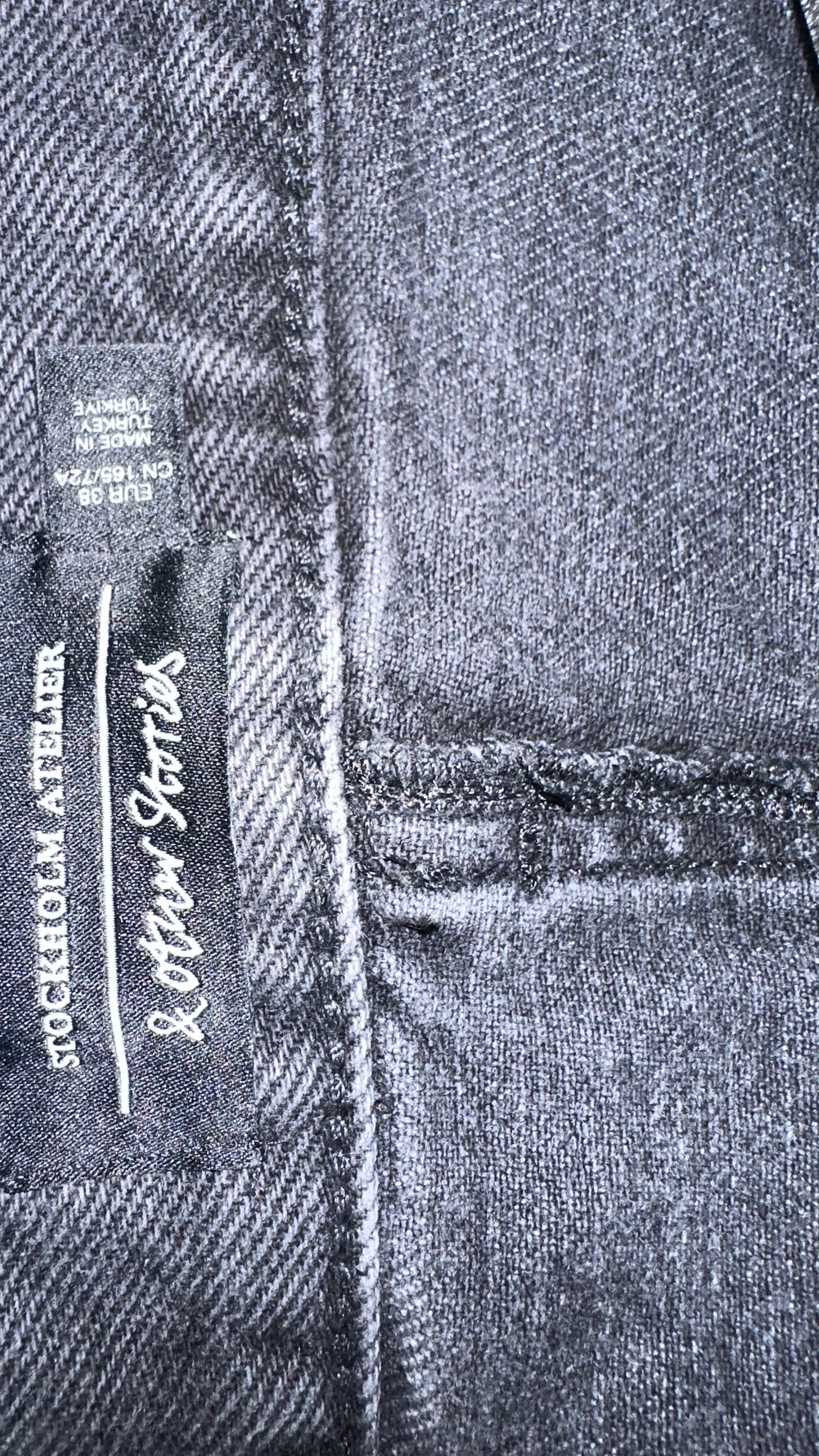 & other stories black denim longline front split skirt medium UK 10 vgc