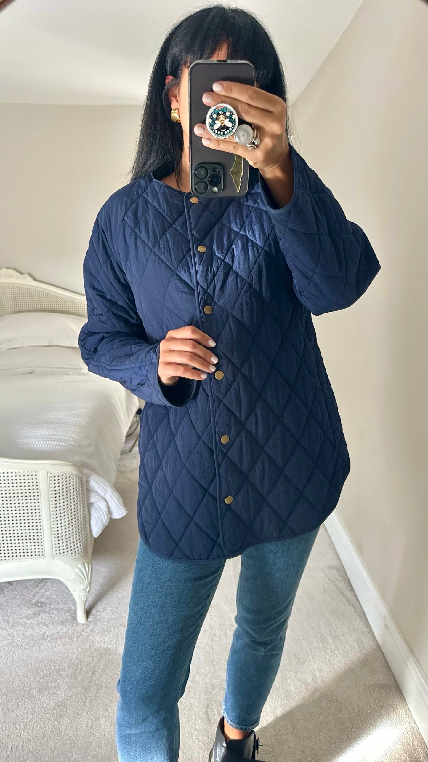 &Other stories navy blue quilted jacket small S UK 8 great used condition