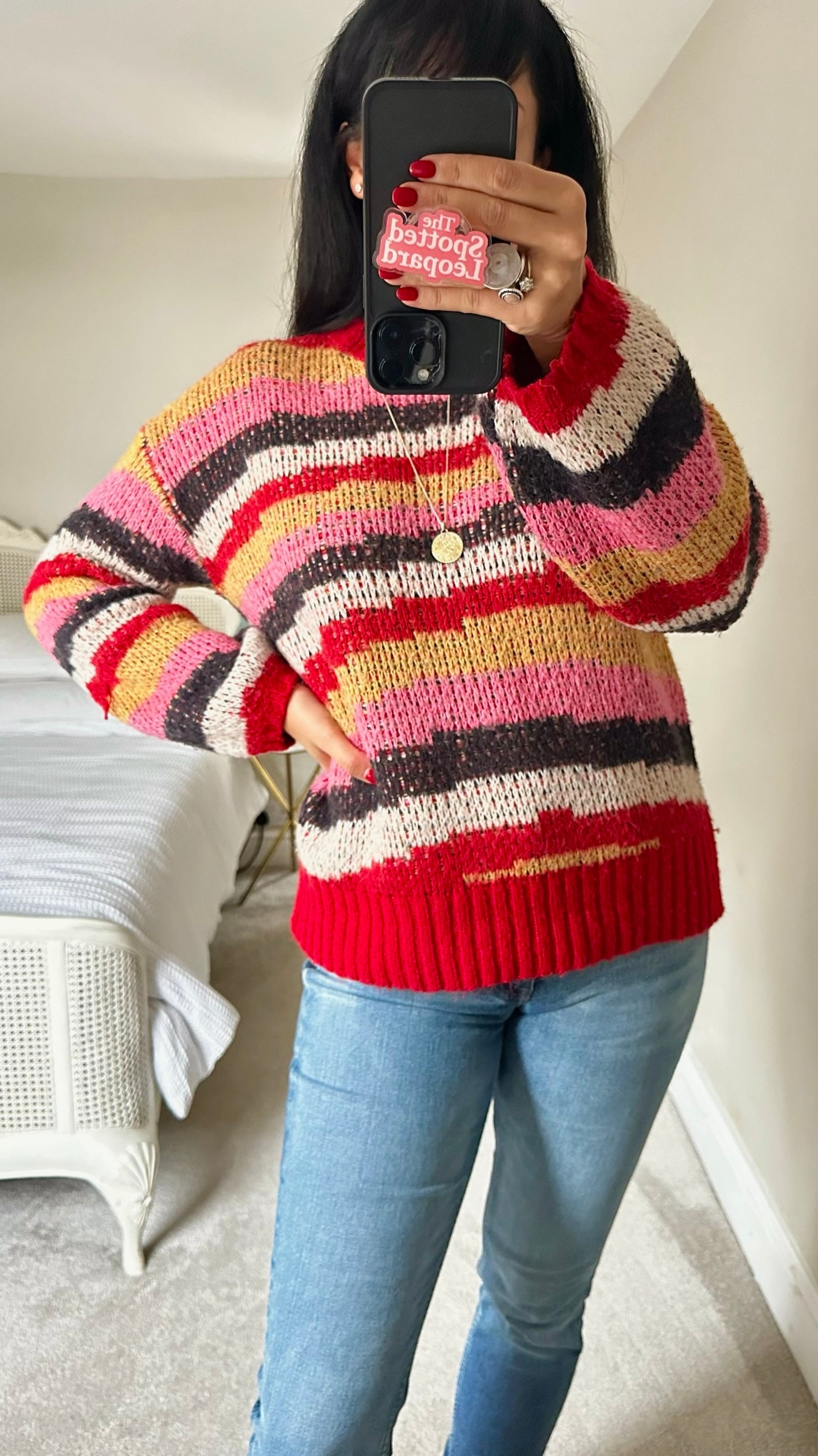 Albaray red knitted jumper large UK 12 vgc