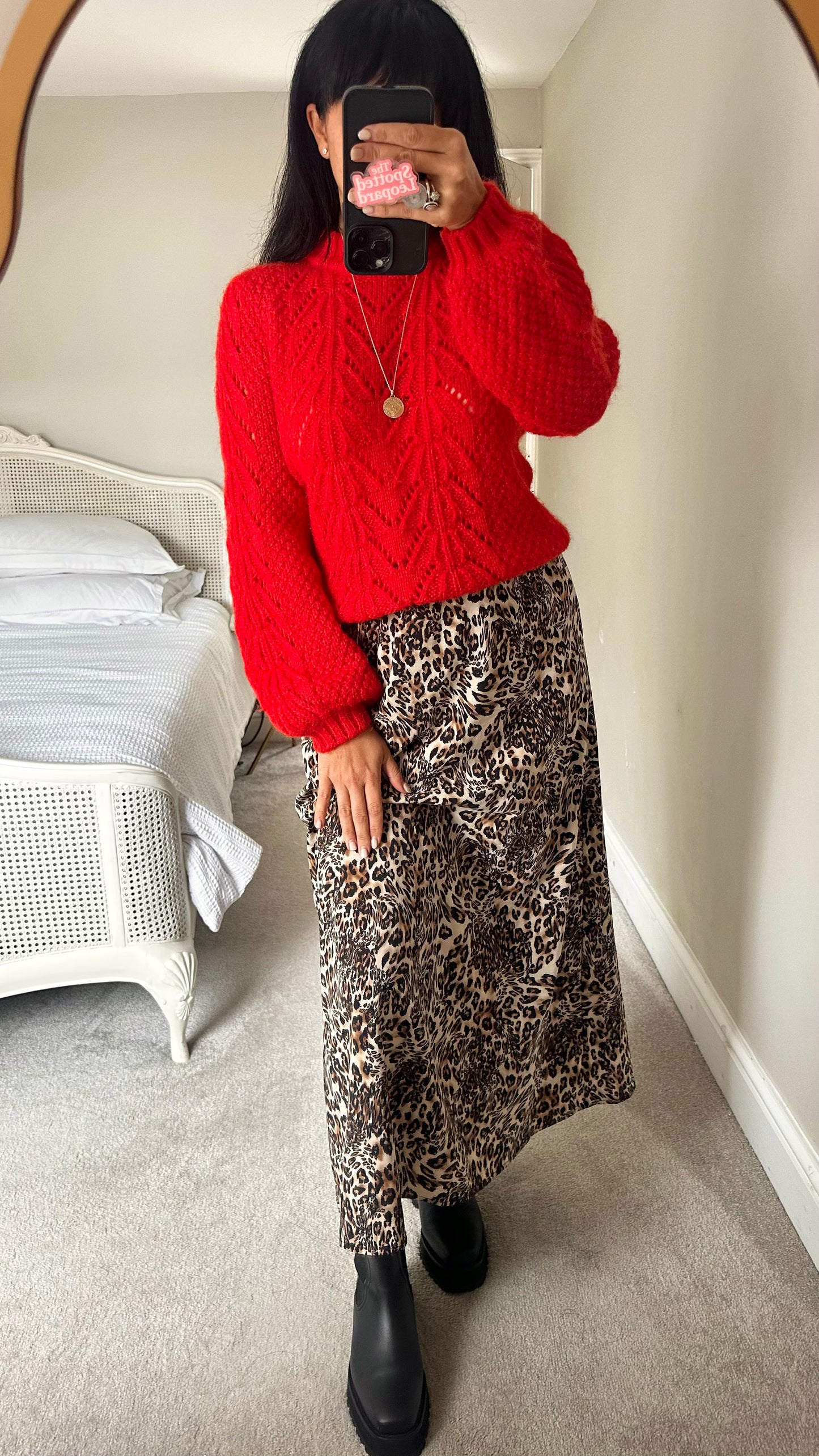 Second Female bright red mohair blend knitted crochet wool blend jumper small UK 8 vgc