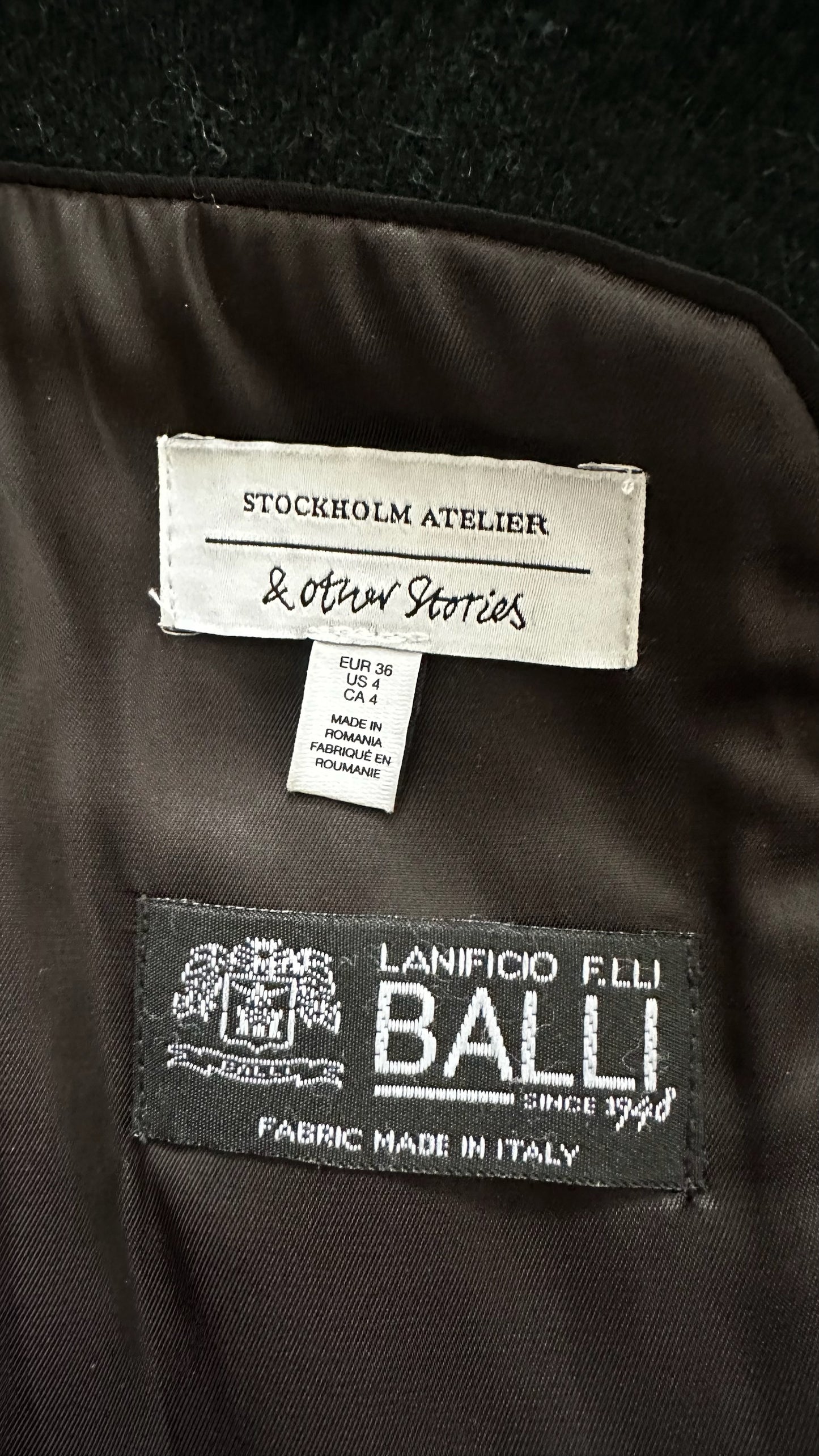 & other stories dark forest green wool blend coat small UK 8 vgc