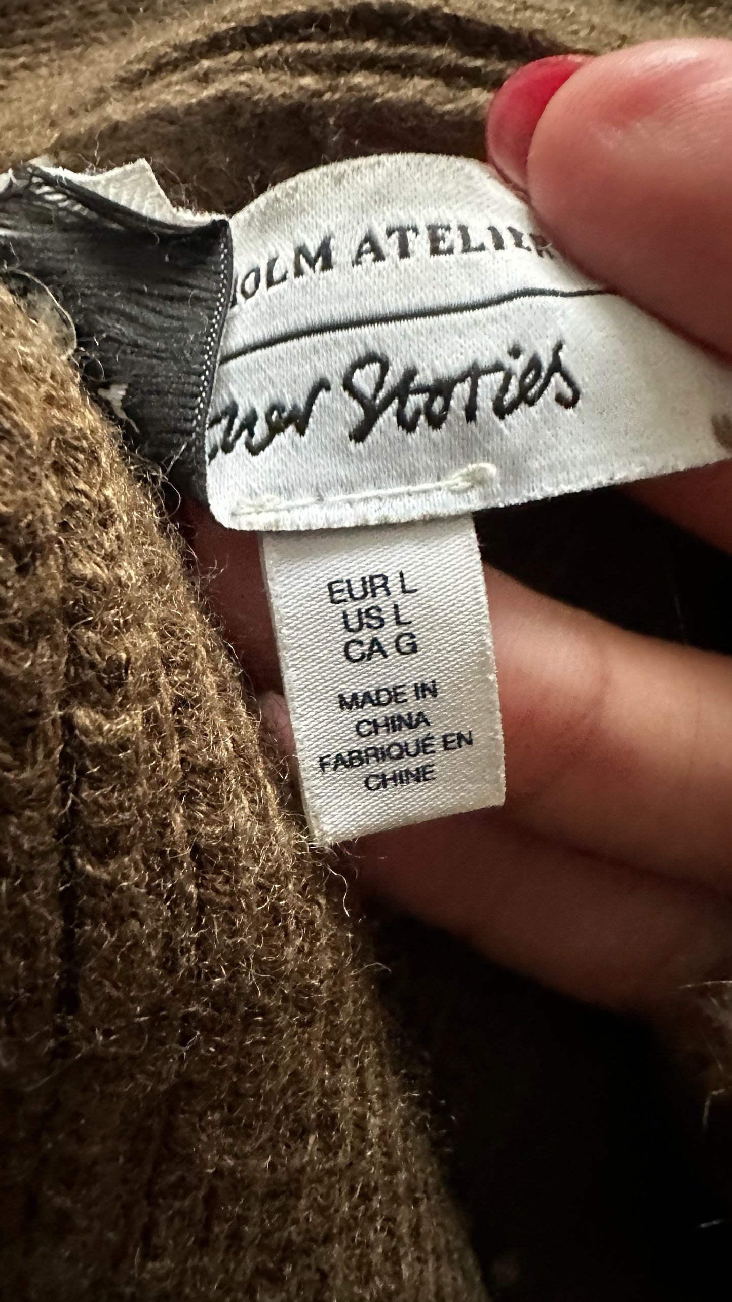 & other stories khaki green mink knitted wool blend cardigan extra large UK 14 vgc
