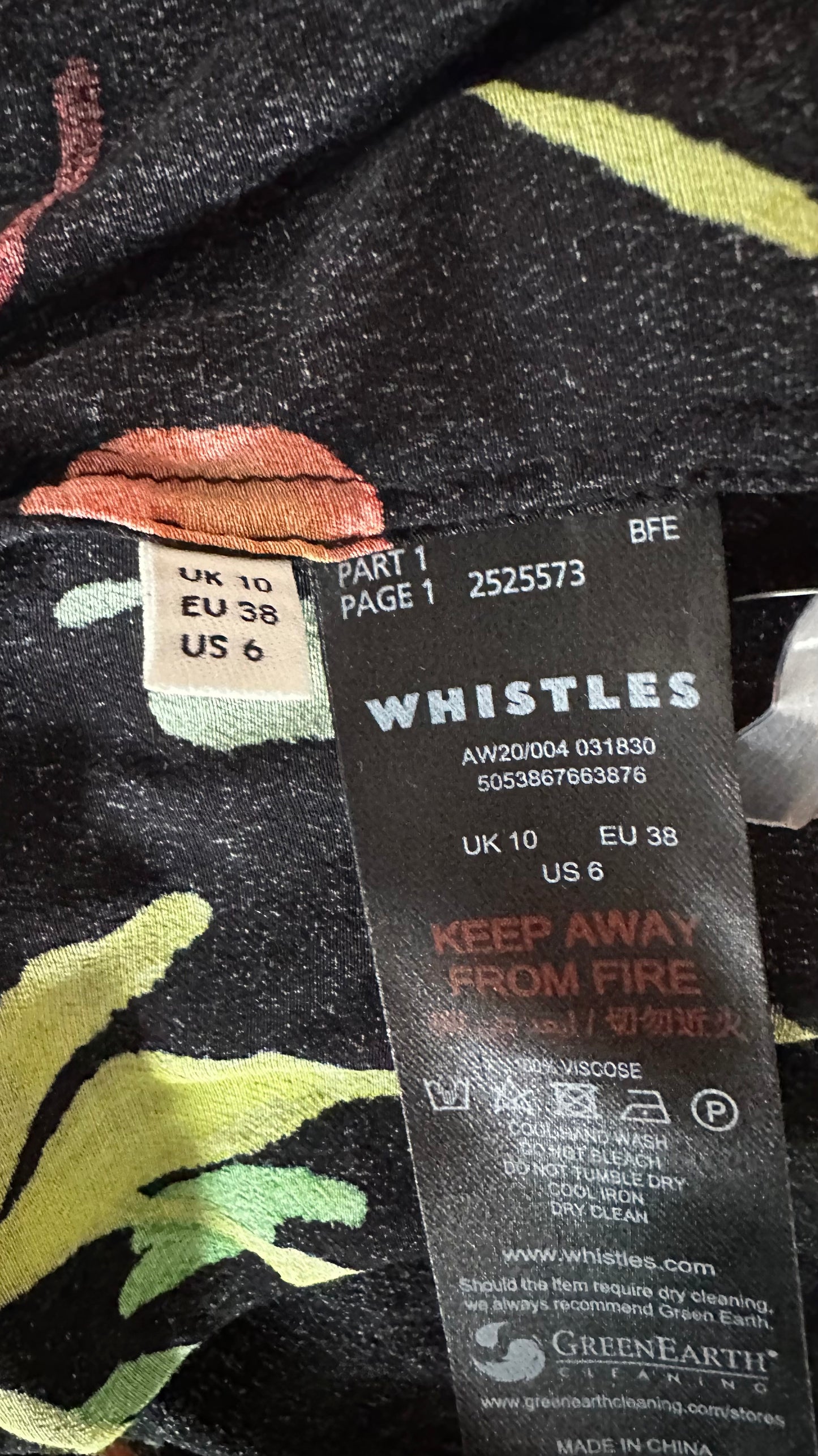 Whistles black orange π fruit print midi button up casual dress small UK 10 holiday