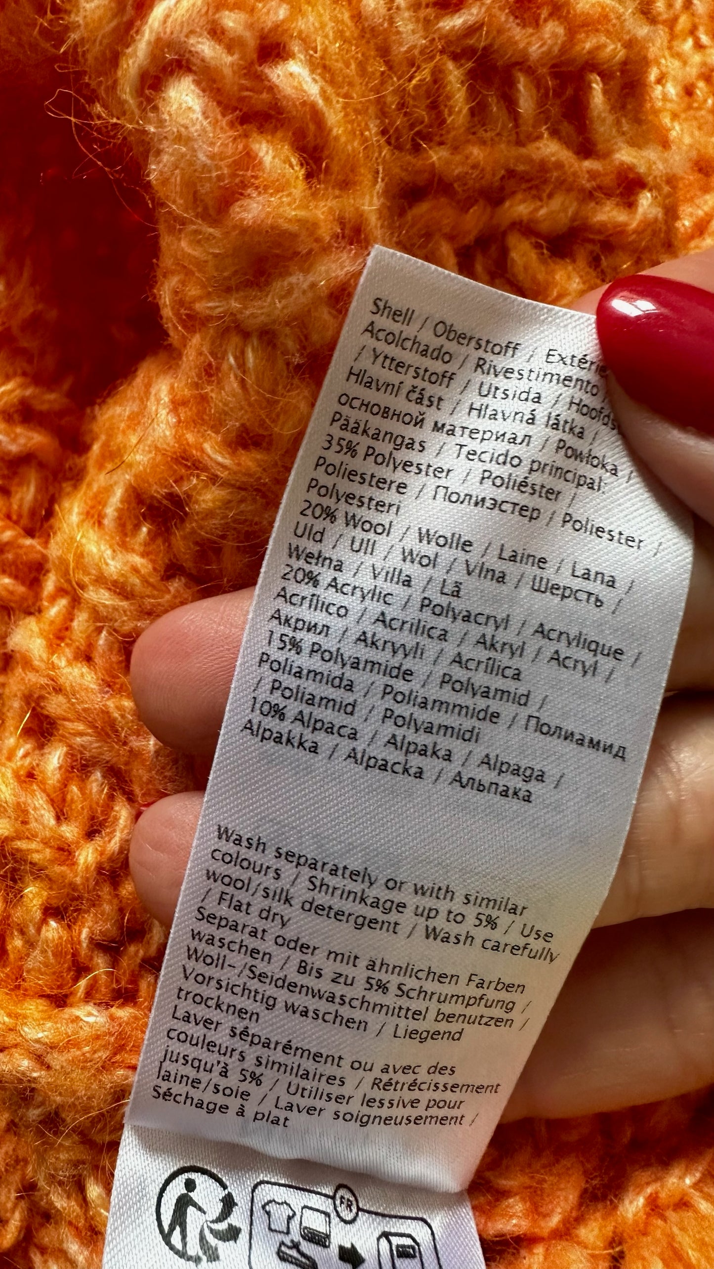 Numph @ Anthropologie orange alpaca wool blend knitted jumper medium UK 10 vgc