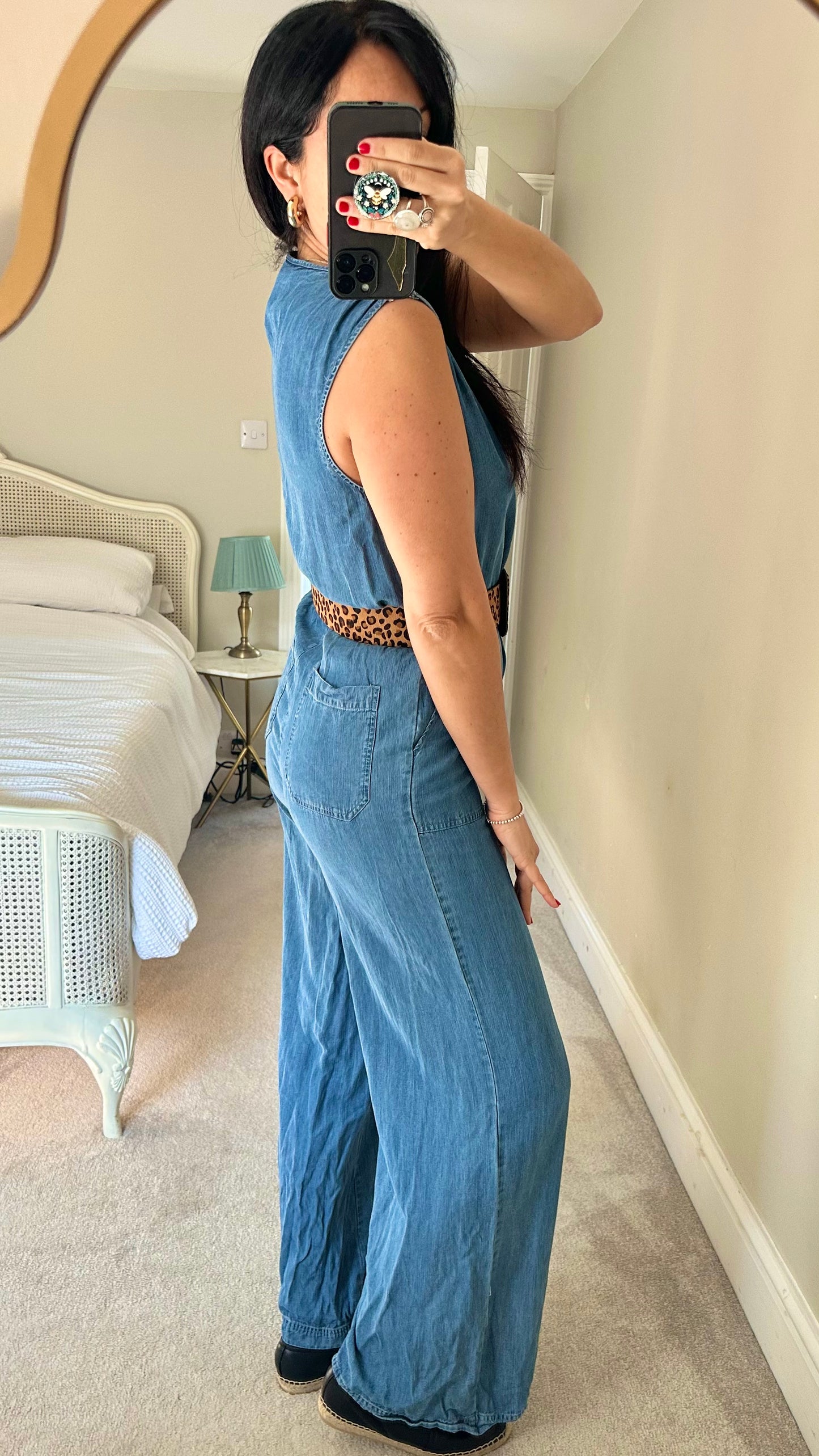 Oliver Bonas denim jeans jumpsuit boiler suit small UK 8 vgc