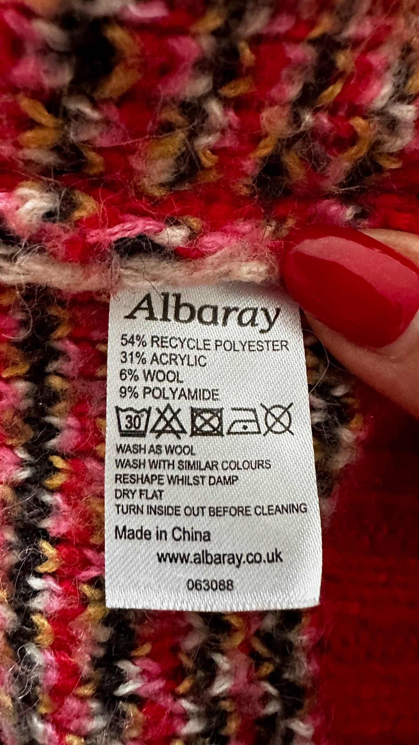 Albaray red knitted jumper large UK 12 vgc