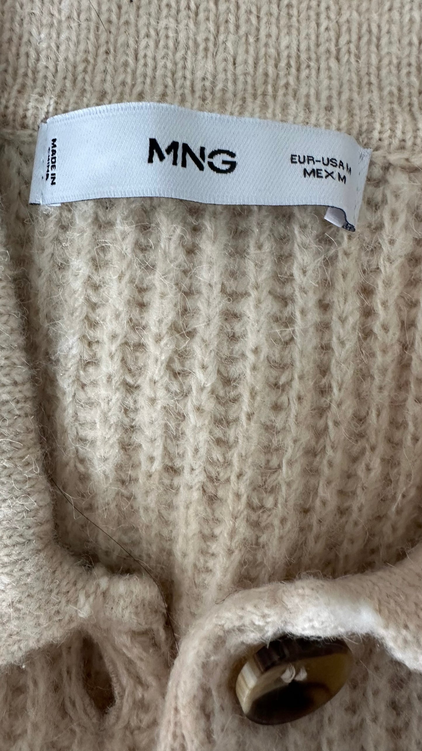 Mango cream beige chunky knit jumper cardigan medium M UK 10 excellent used condition W25
