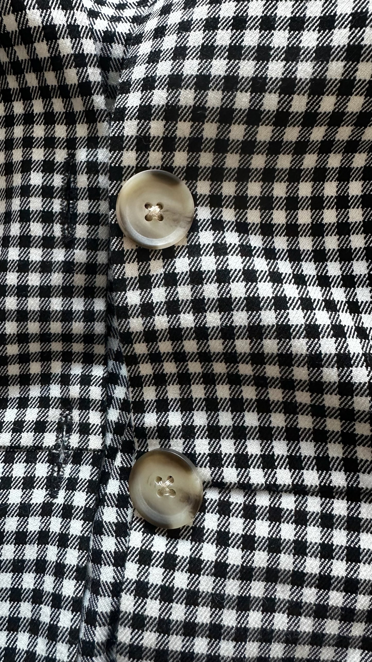 Mango black white gingham check button up shift dress UK 10 vgc