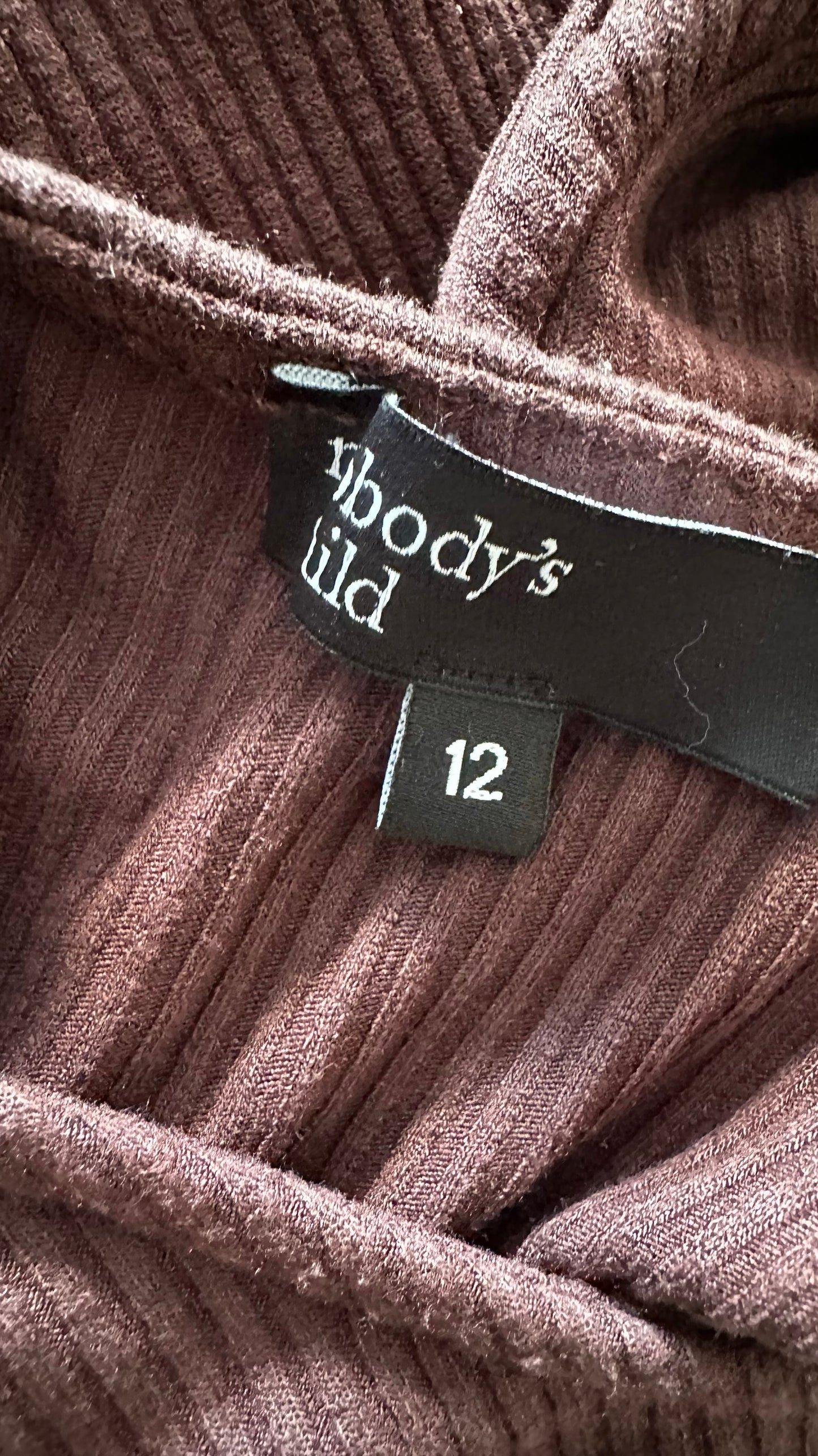 Nobody’s child brown ribbed midi dress medium large ML UK 12 excellent used condition