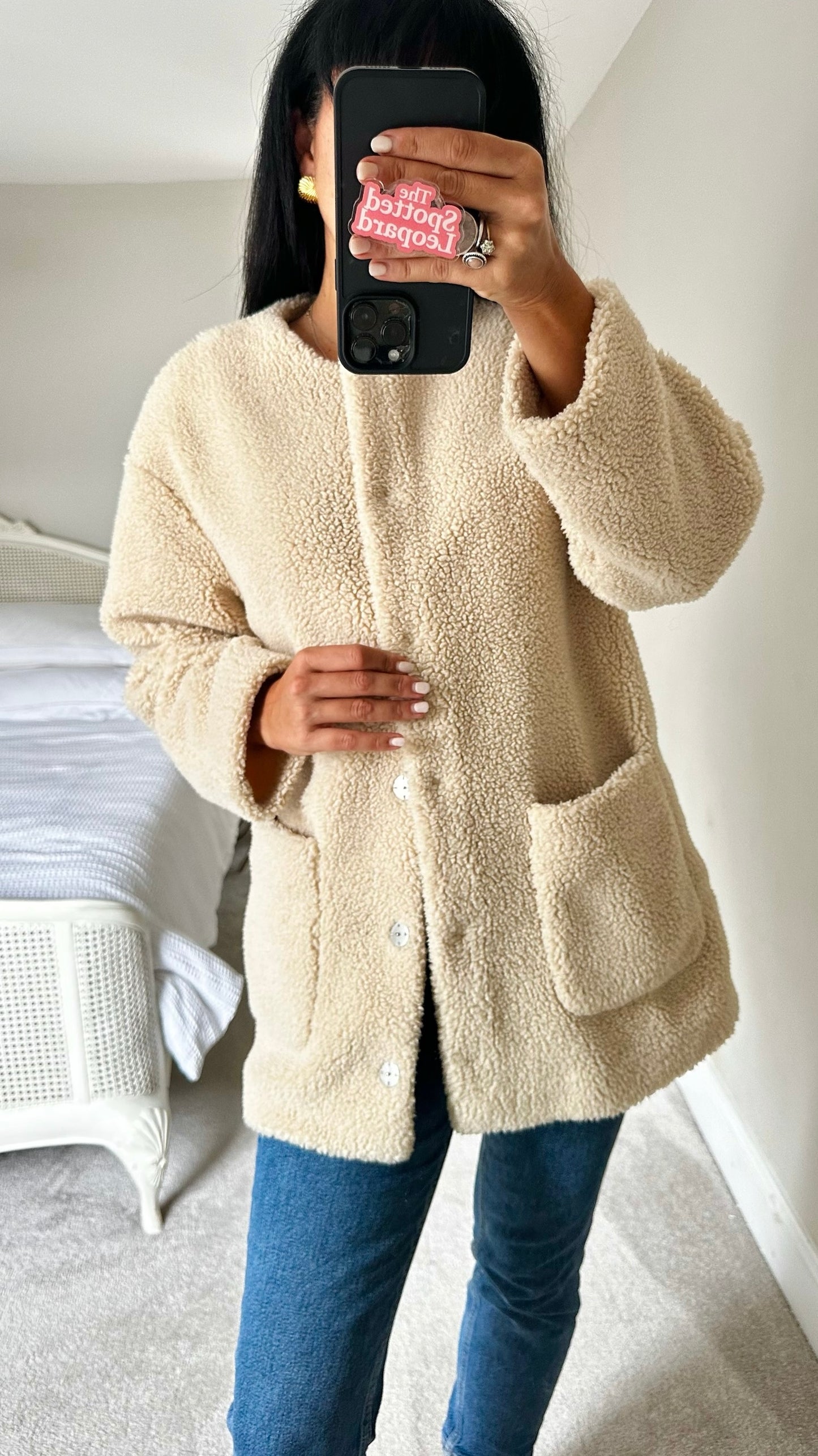 & other stories cream teddy borg coat small UK 8-10 vgc