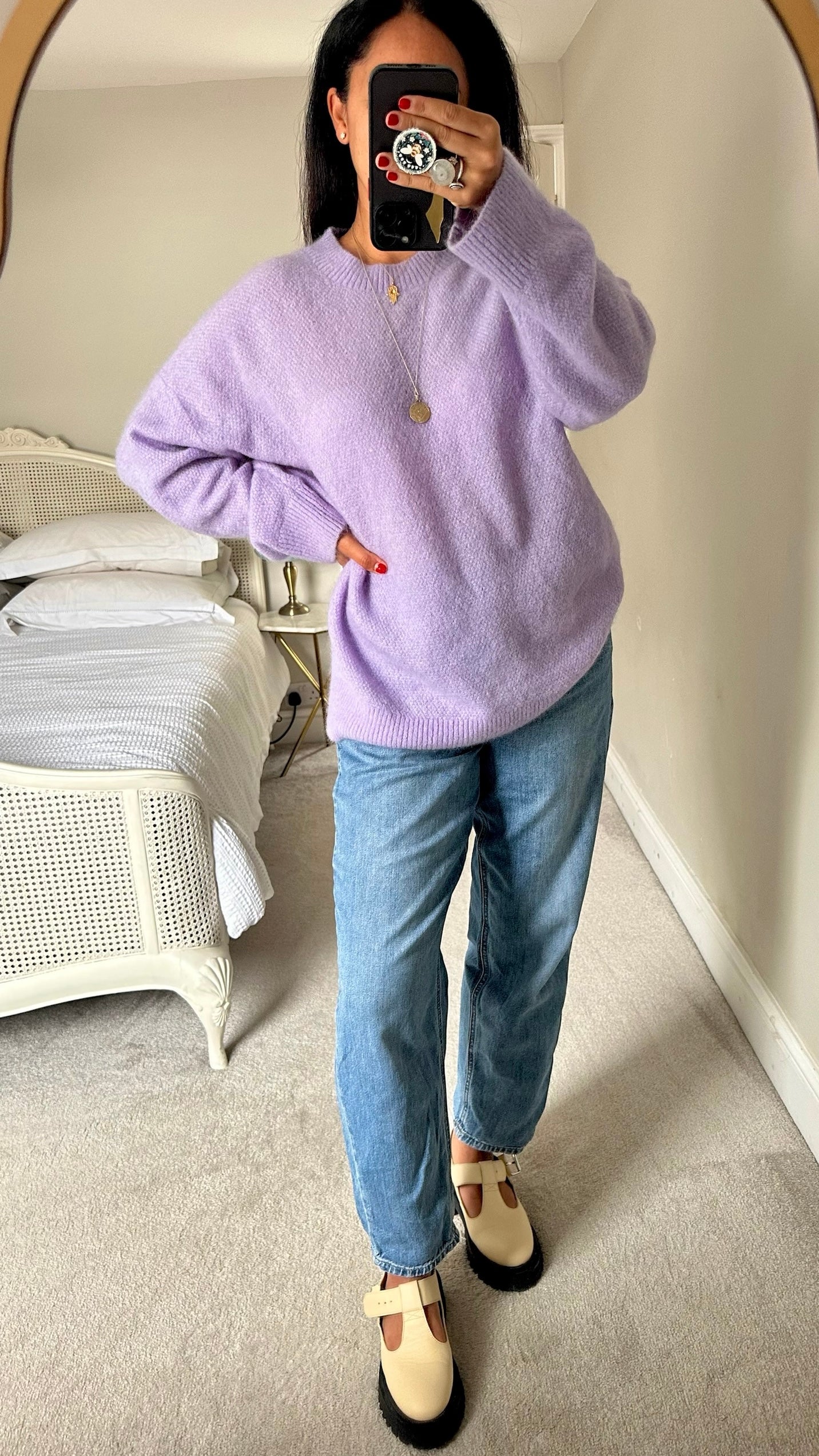 & other stories lilac mohair wool blend knitted jumper medium UK 12 vgc w25