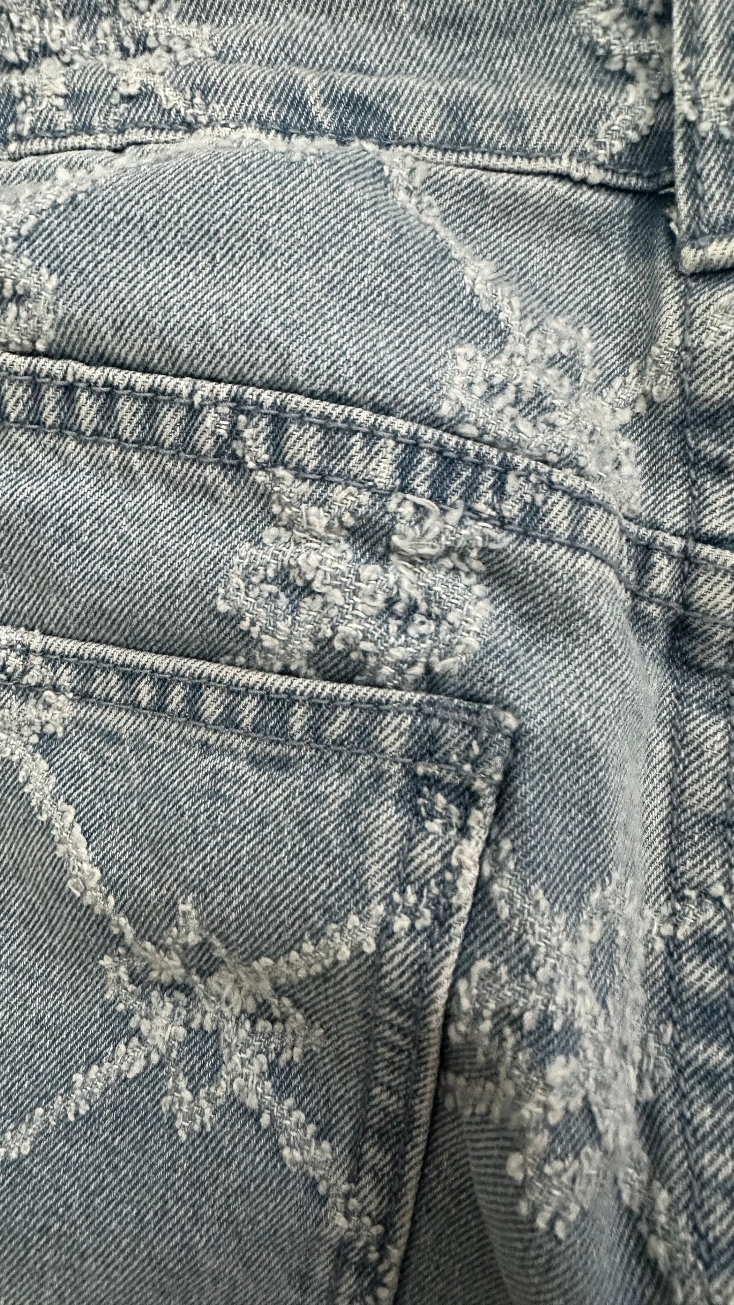 Object @ ASOS light blue denim jeans shorts check gingham small UK 10 vgc