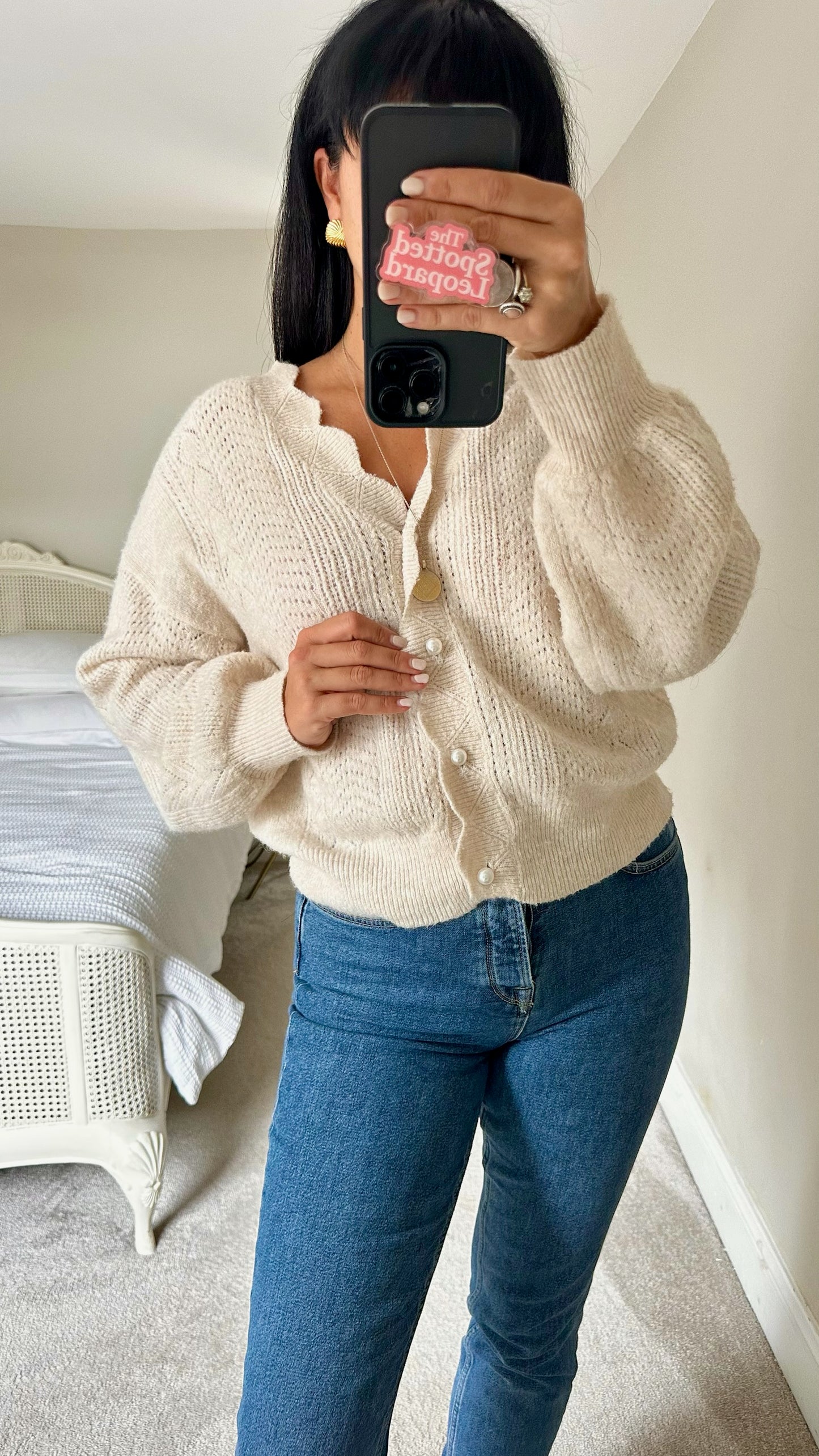 YAS cream wool blend knitted cardigan extra large UK 14 vgc