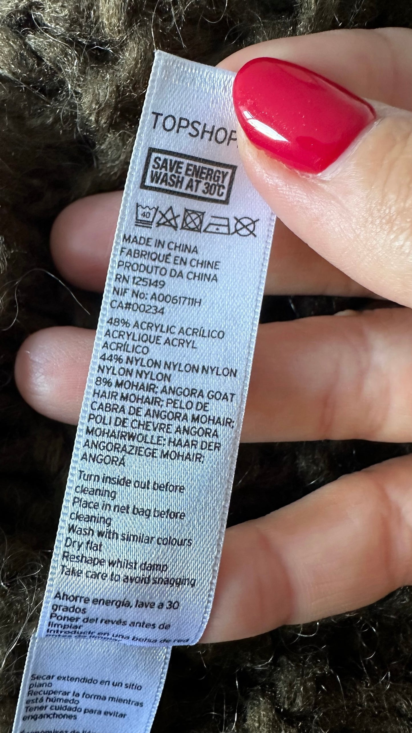 Topshop khaki olive green chunky knit mohair wool blend medium M UK 10 years excellent used condition
