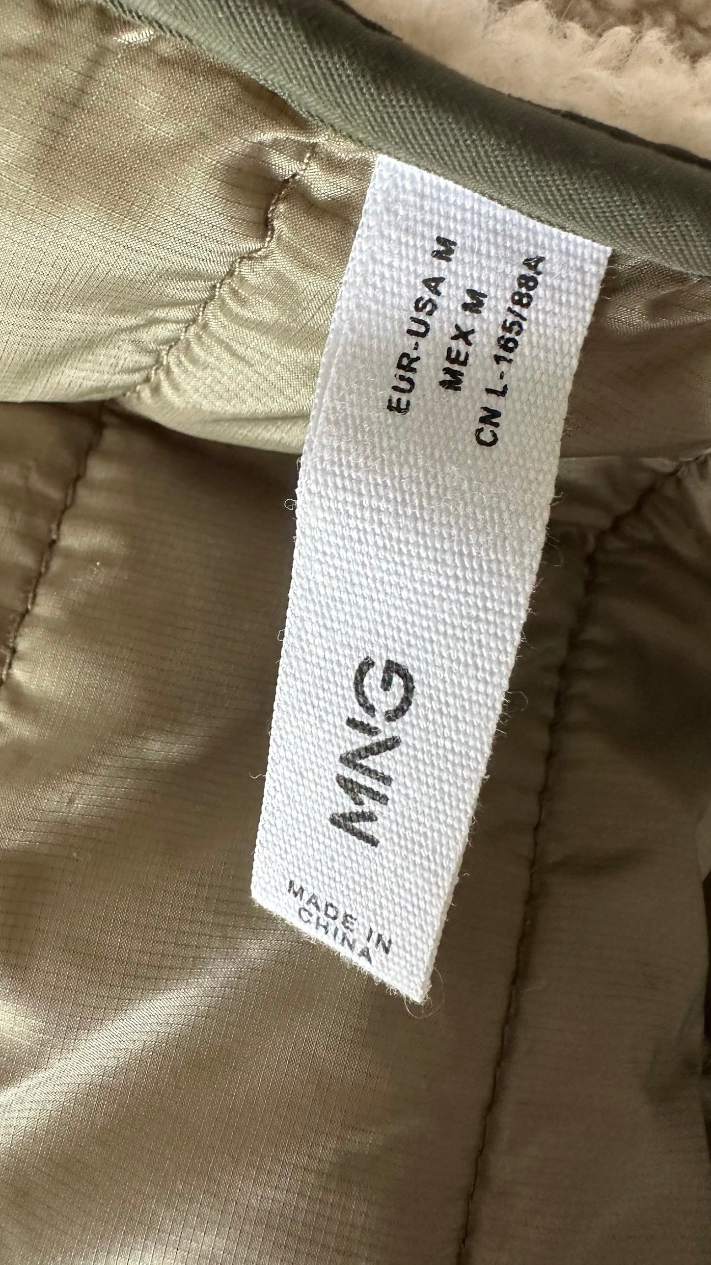 Mango cream khaki green shearling vest large L UK 12 excellent used condition W25