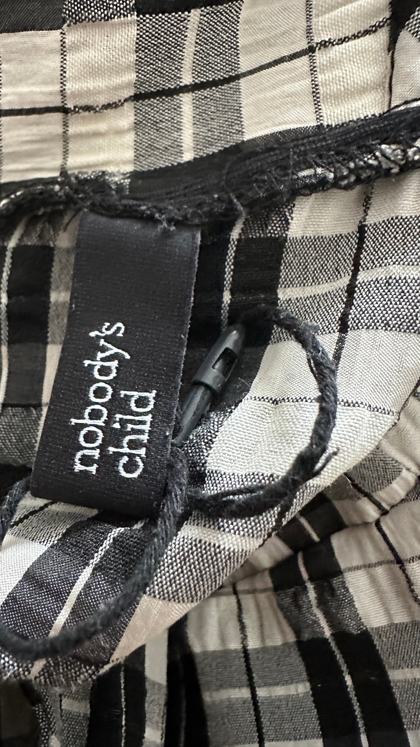 Nobody’s Child black white gingham check backless midi dress medium UK 10 vgc