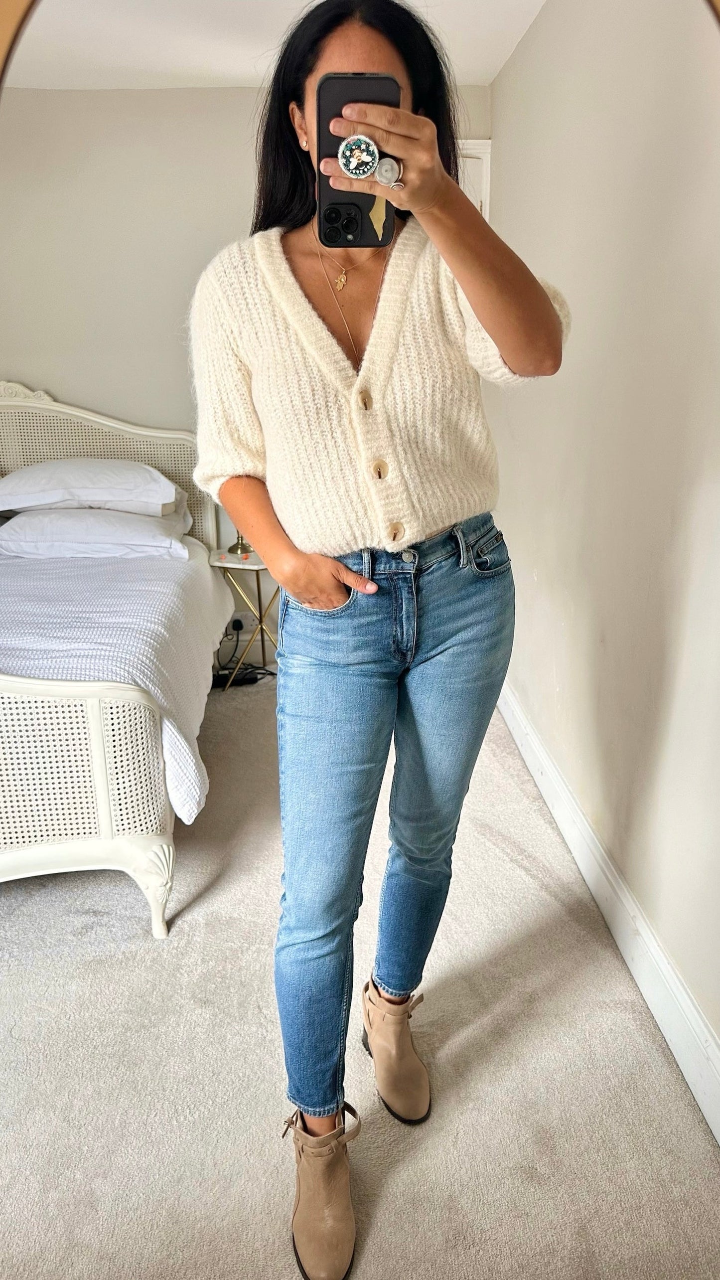 Selected Femme @ Anthropologie cream white alpaca blend knitted cardigan jumper medium UK 10 and extra large UK 12 14 vgc w25
