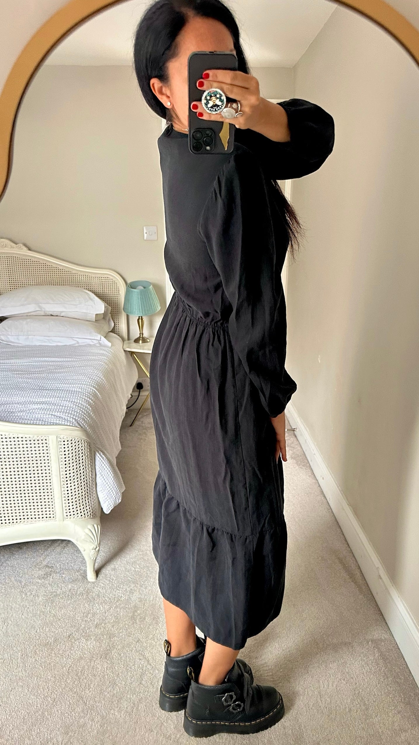 Oliver bonas black charcoal casual day dress large UK 12 vgc w25