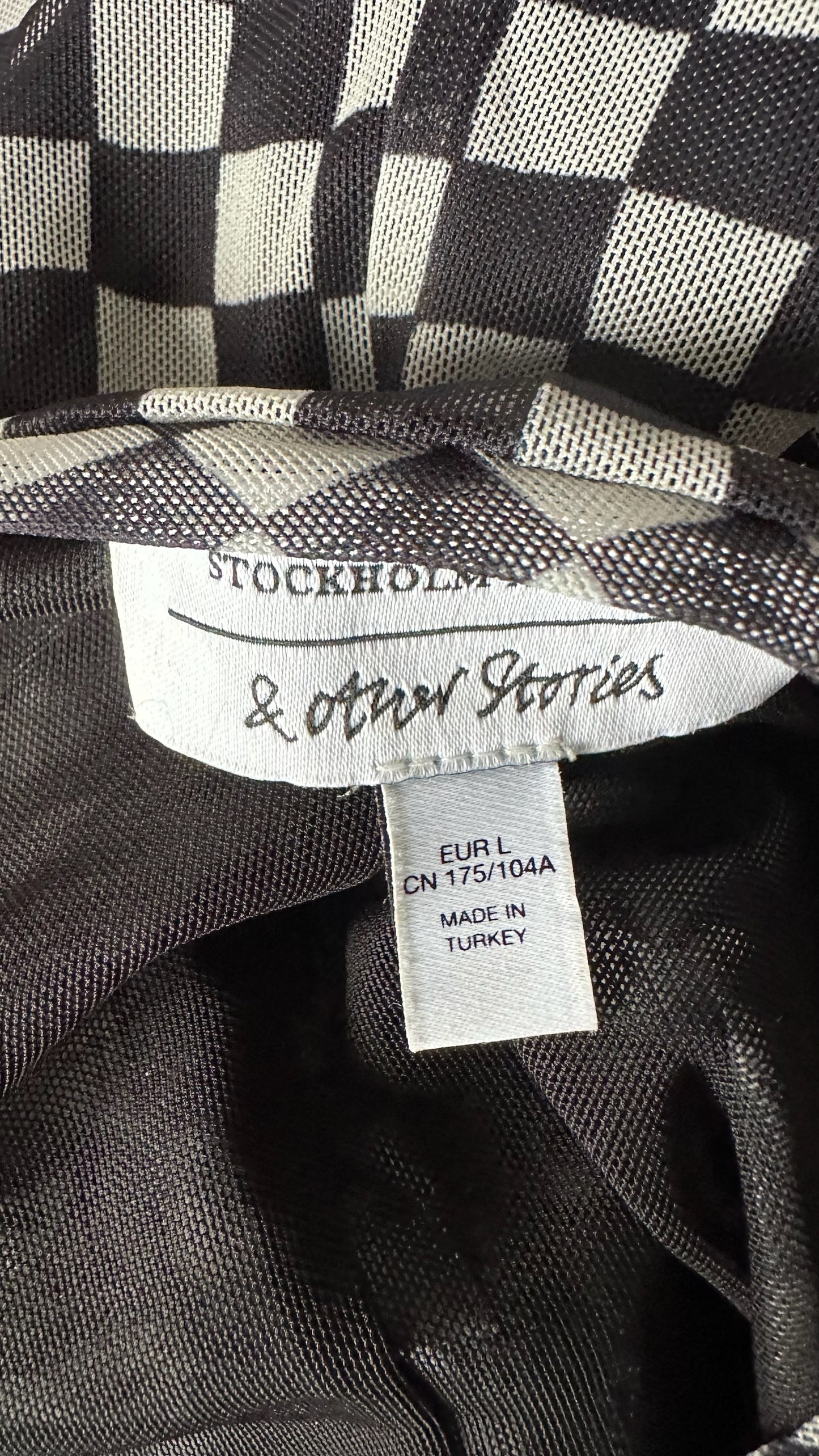 & other stories black white gingham check midi dress large UK 12 vgc w25
