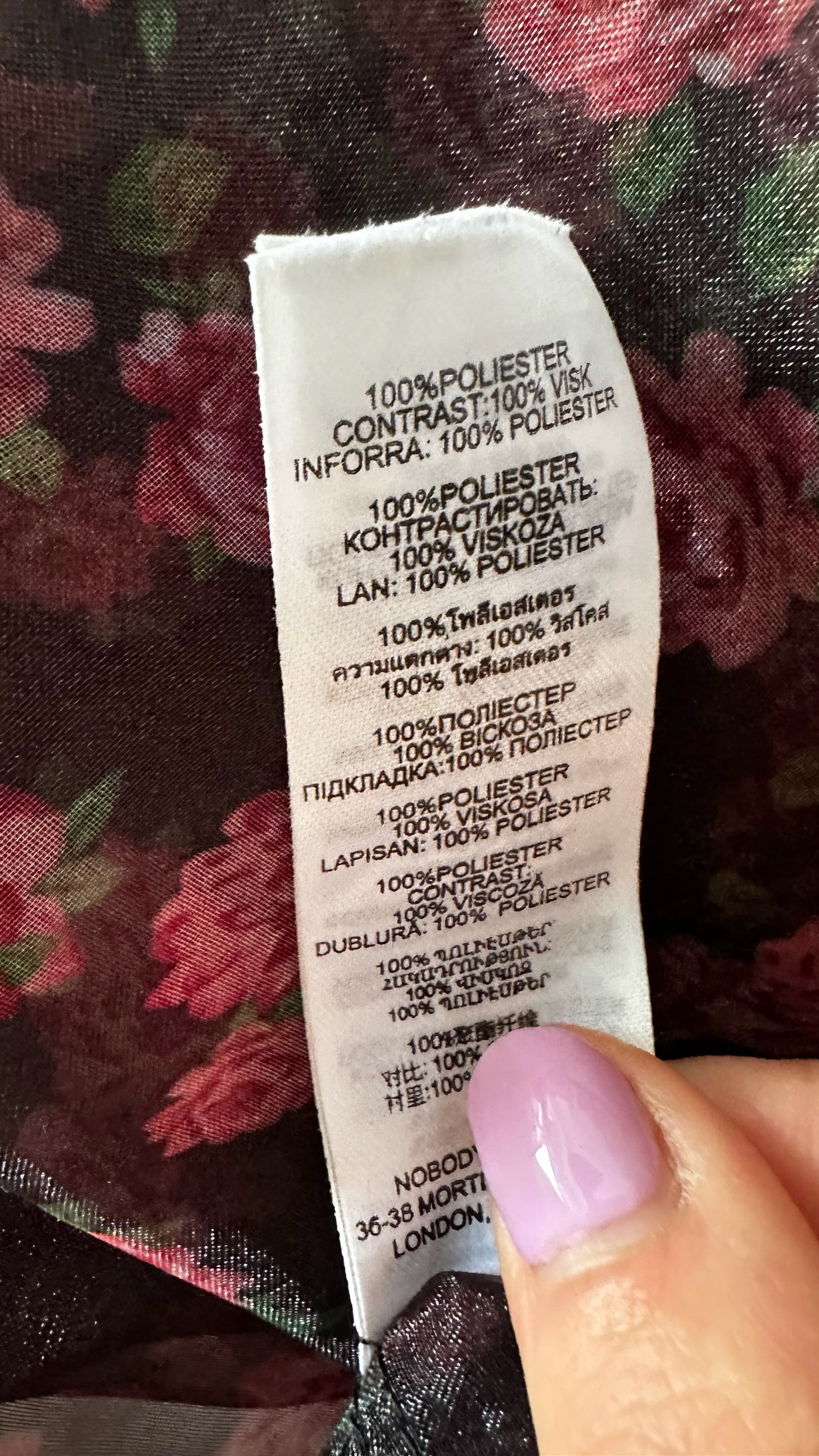 Nobodys child black pink rose sheer mini event dress small UK 8 NWT new