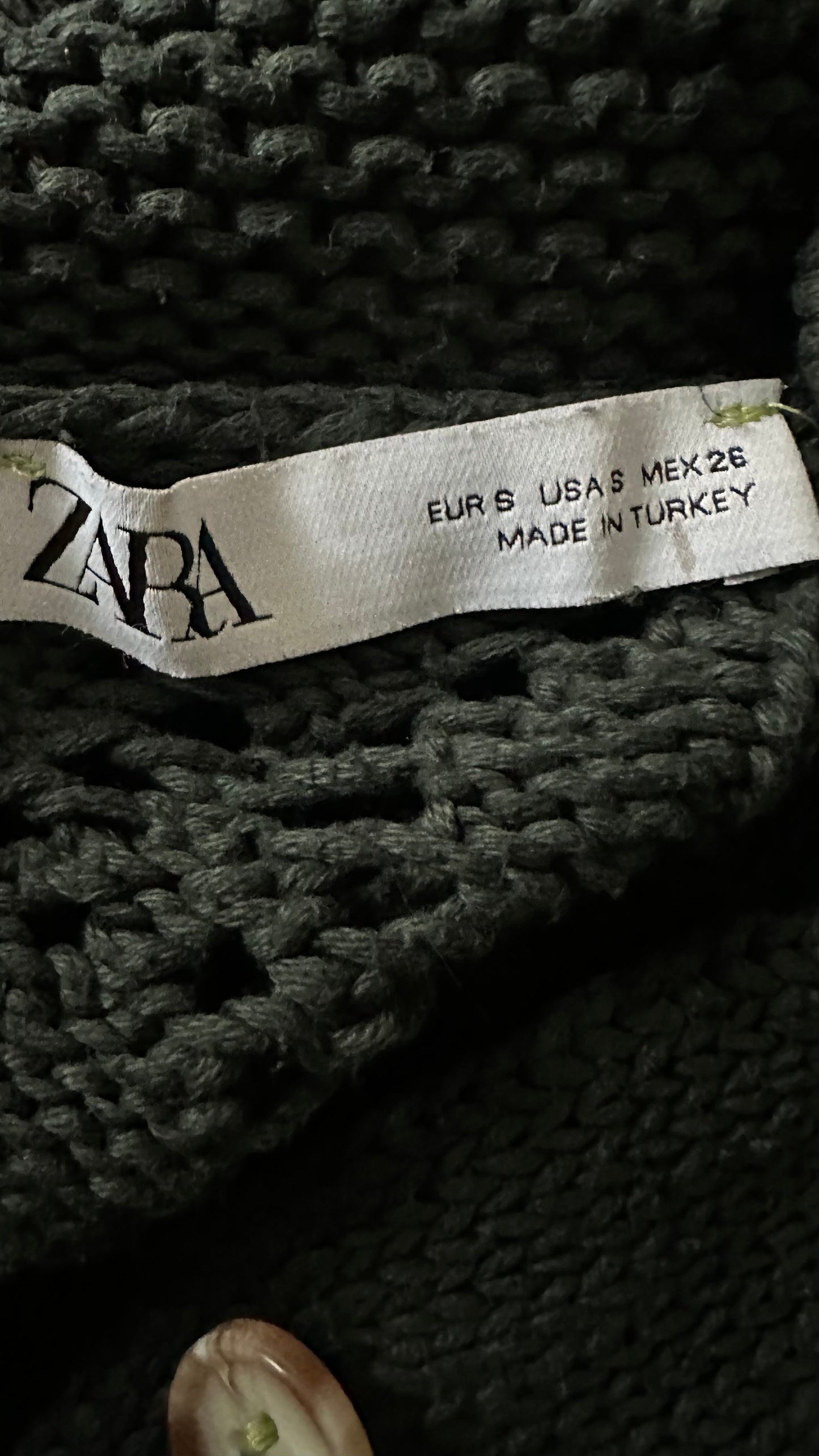 Zara deep green crochet knitted cardigan small cropped UK 8 10 vgc