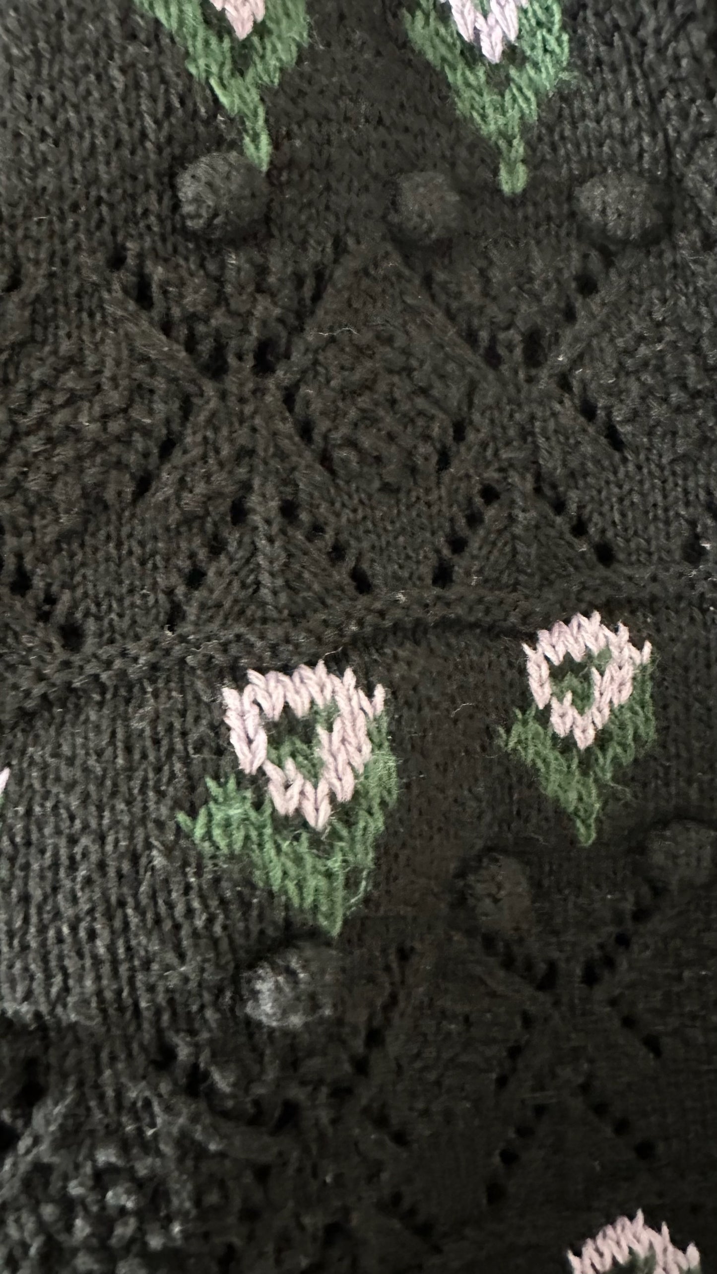 Warehouse black lilac floral vintage look knitted cardigan small UK 8-10 vgc w25