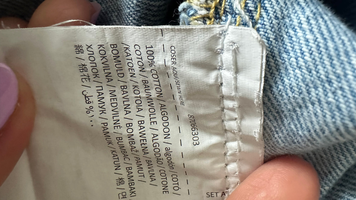Mango light blue denim jean dress mini casual medium UK 10 12 vgc