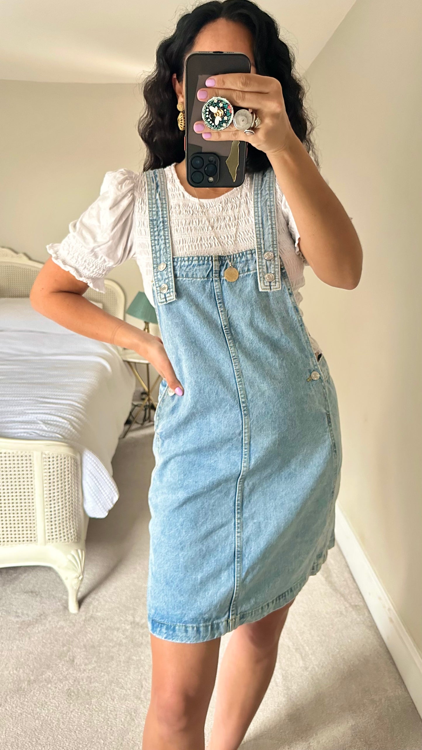 Mango light blue denim jean dress mini casual medium UK 10 12 vgc