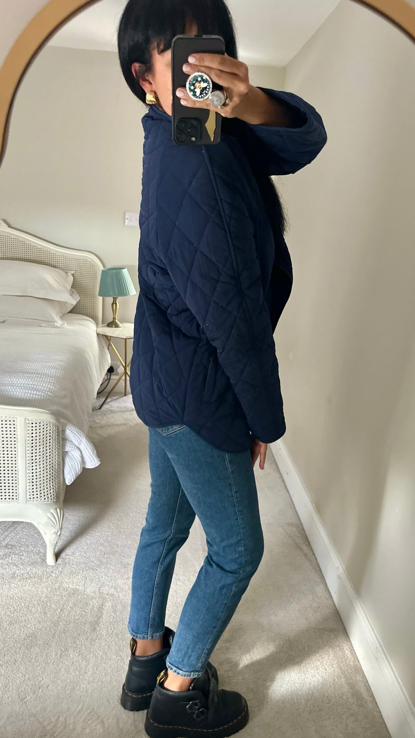 &Other stories navy blue quilted jacket small S UK 8 great used condition
