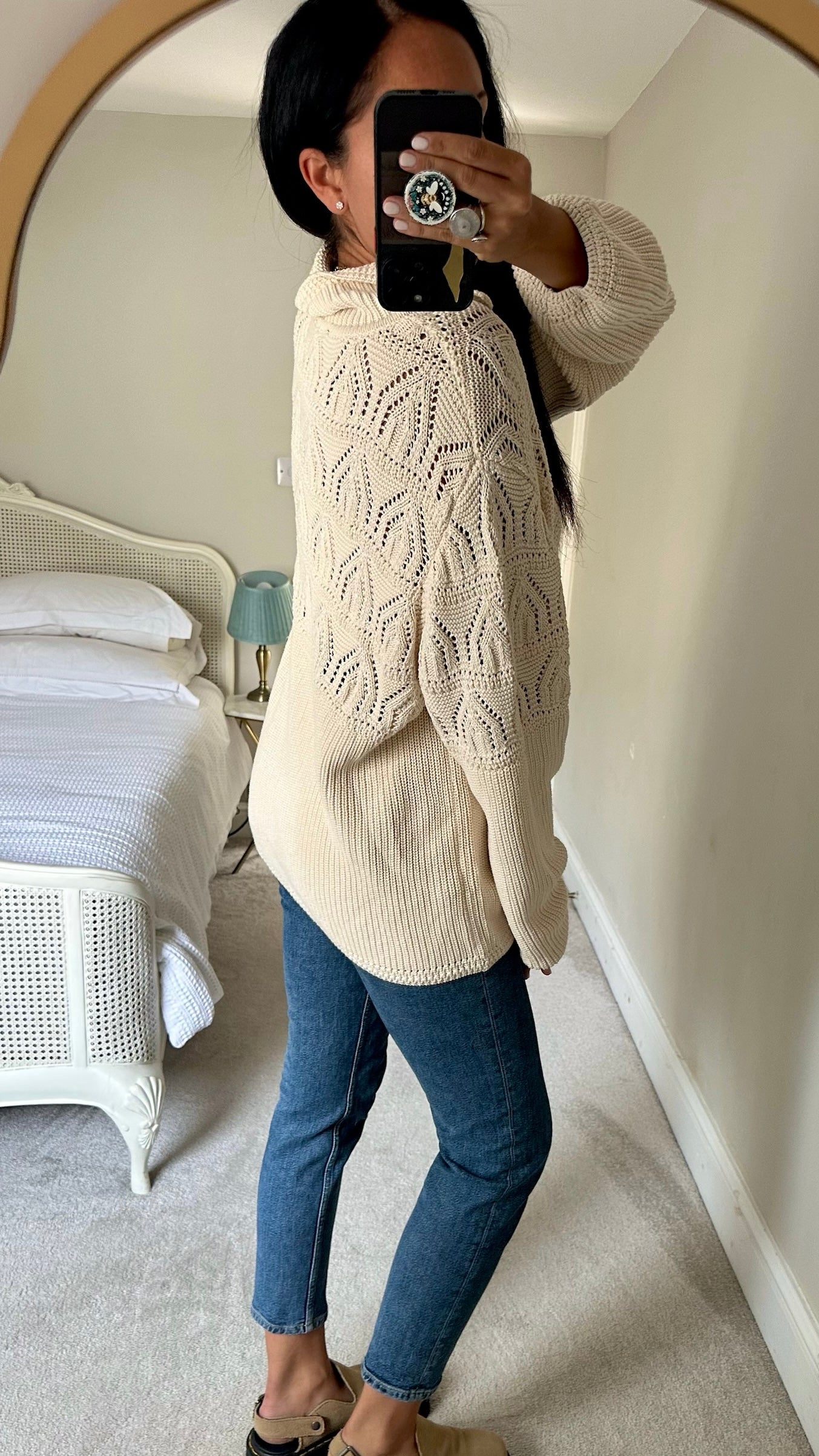 Nobody's child cream crochet knitted jumper extra large UK 16 vgc w25